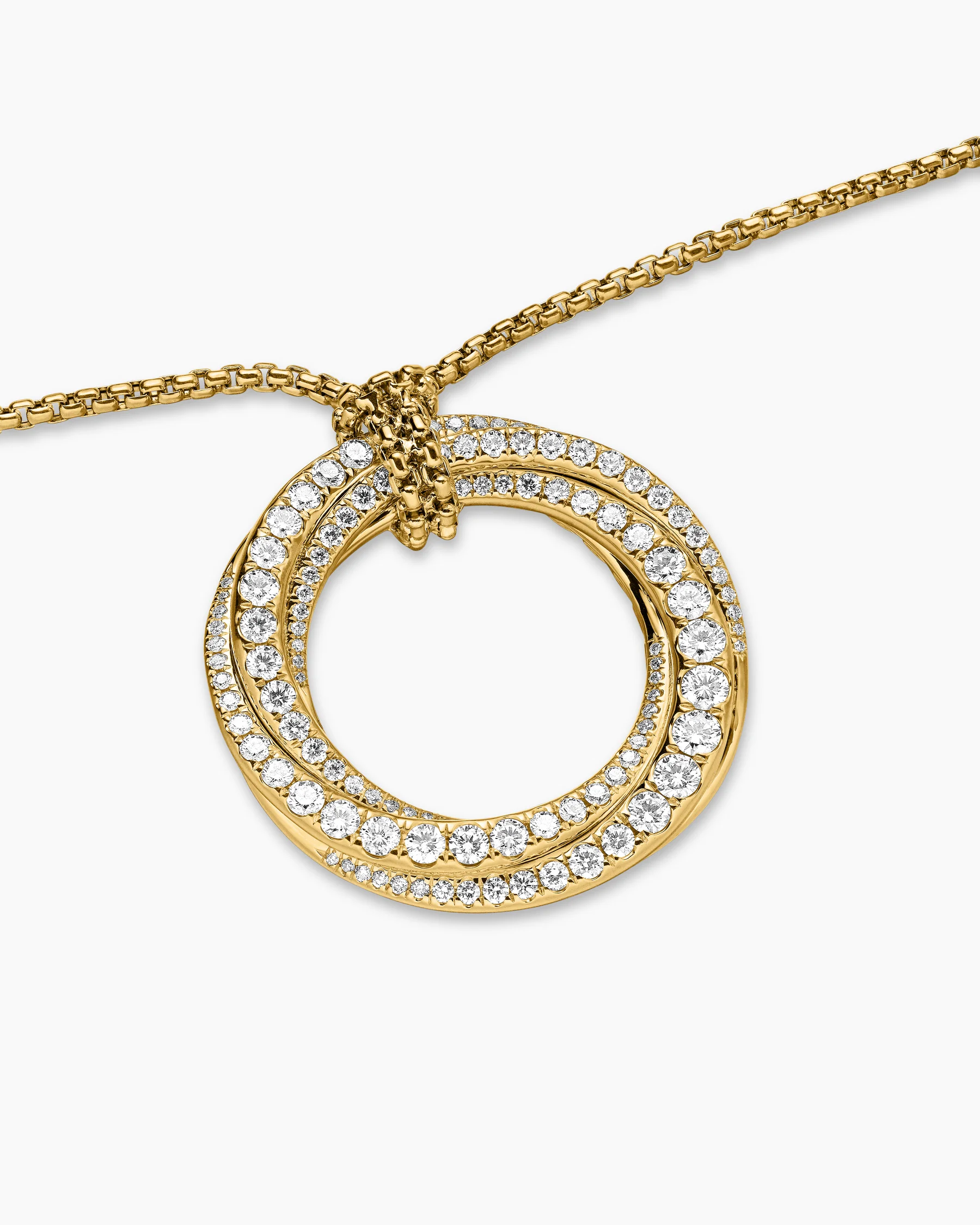 Pavé Crossover Pendant Necklace in 18K White Gold with Diamonds, 30mm 5 Pavé Crossover Pendant Necklace in 18K White Gold with Diamonds, 30mm