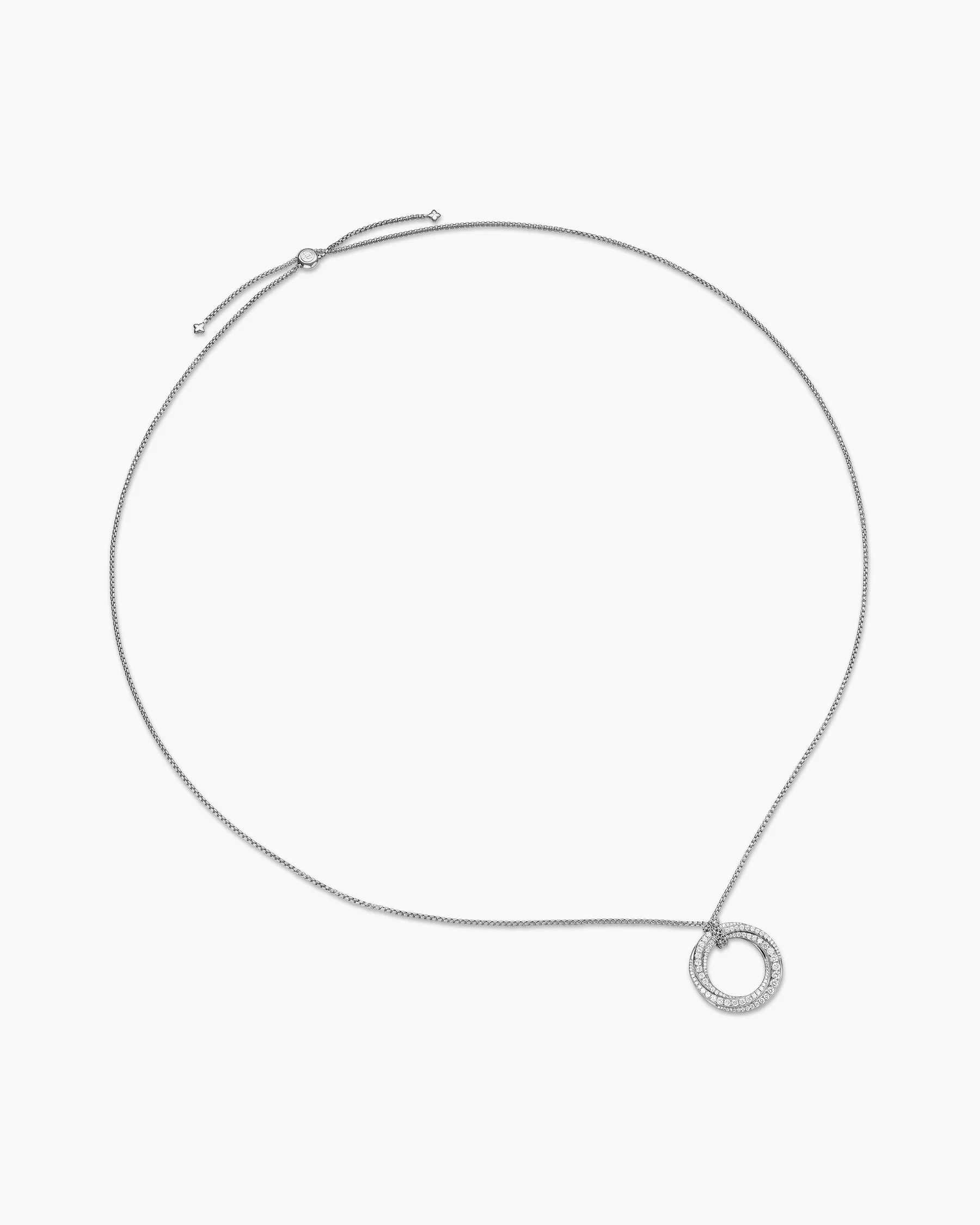 Pavé Crossover Pendant Necklace in 18K White Gold with Diamonds, 30mm 9 Pavé Crossover Pendant Necklace in 18K White Gold with Diamonds, 30mm