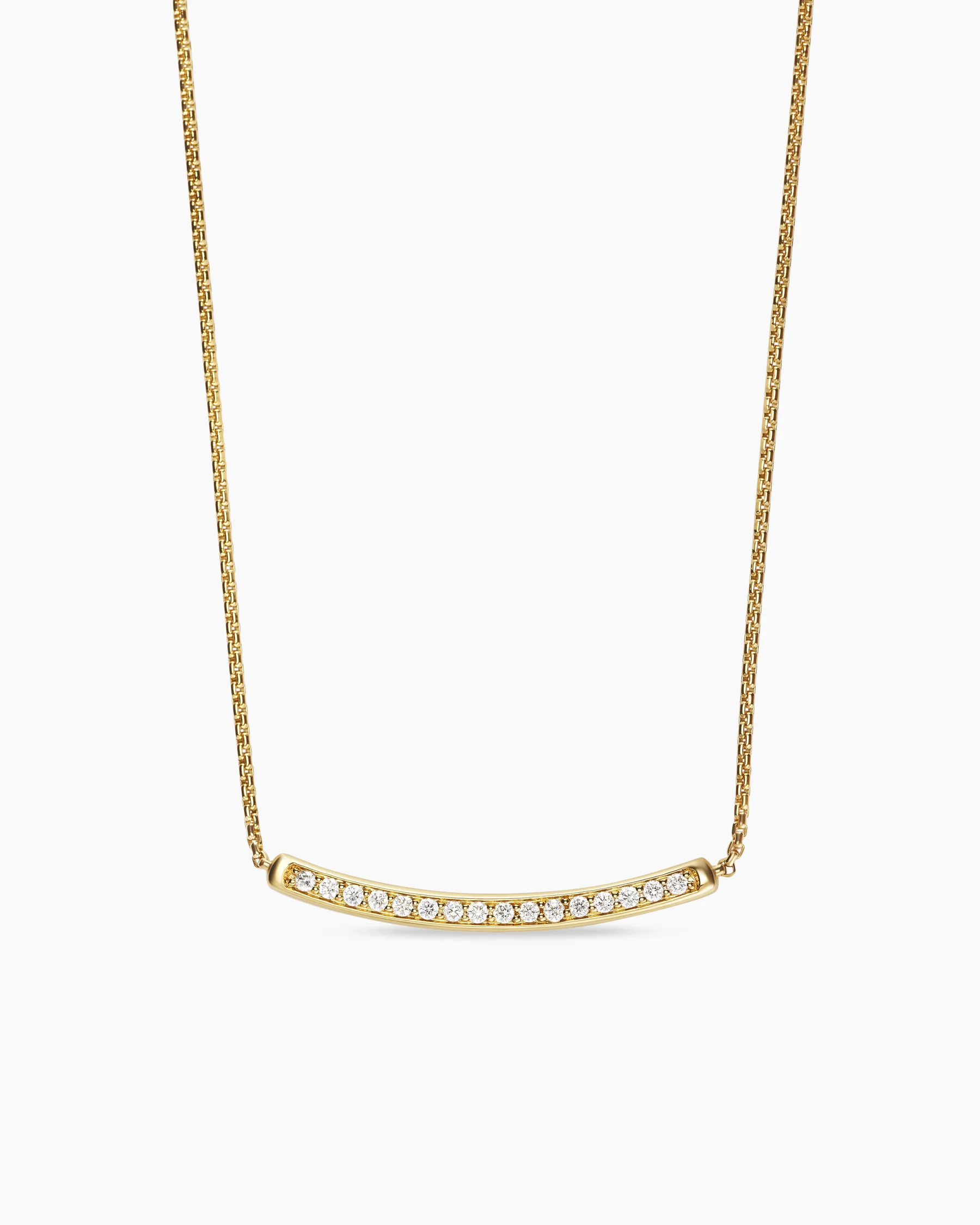 Petite Pavé Bar Necklace in 18K Yellow Gold with Diamonds, 1.25mm