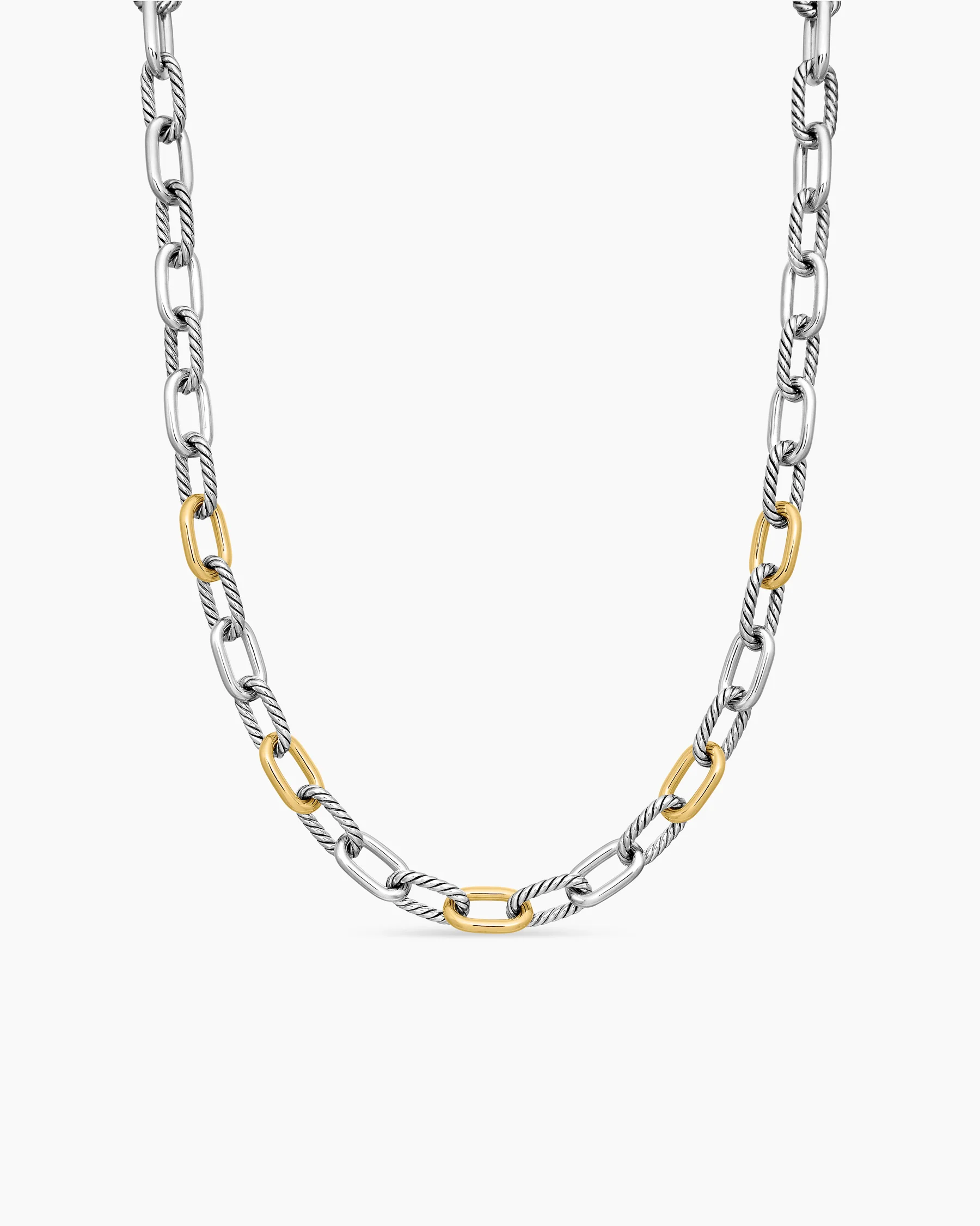 DY Madison® Chain Necklace in Sterling Silver with 18K Yellow Gold, 11mm