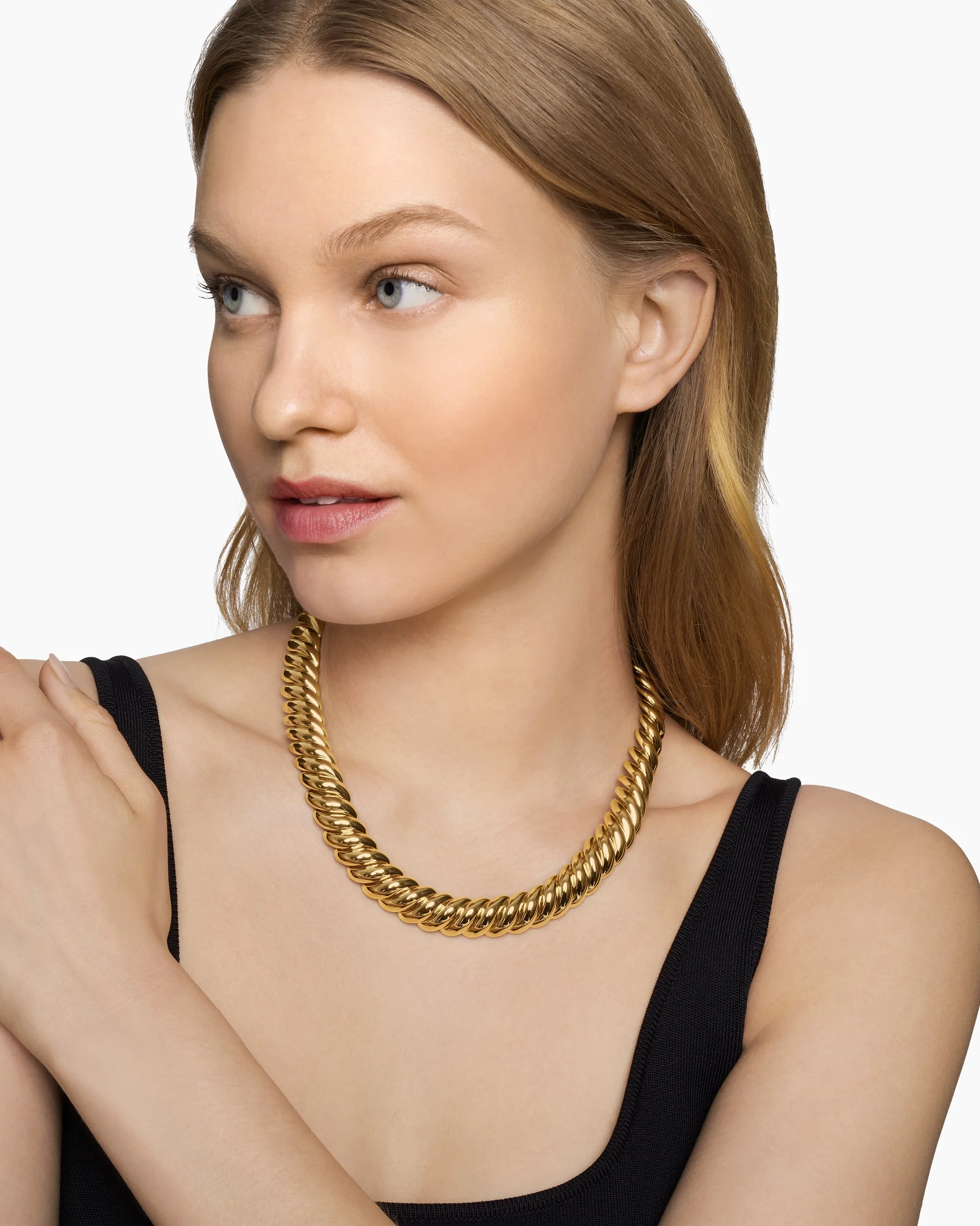 Sculpted Cable Necklace in 18K Yellow Gold, 14mm 7 Sculpted Cable Necklace in 18K Yellow Gold, 14mm