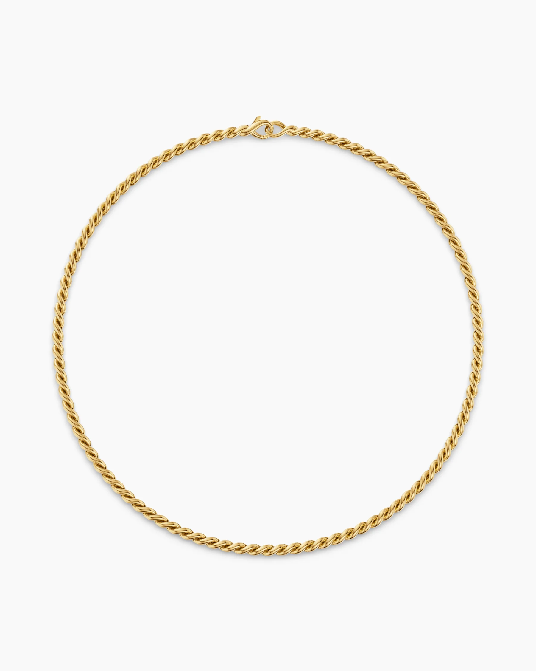Sculpted Cable Chain Necklace in 18K Yellow Gold, 3.7mm 3 Sculpted Cable Chain Necklace in 18K Yellow Gold, 3.7mm