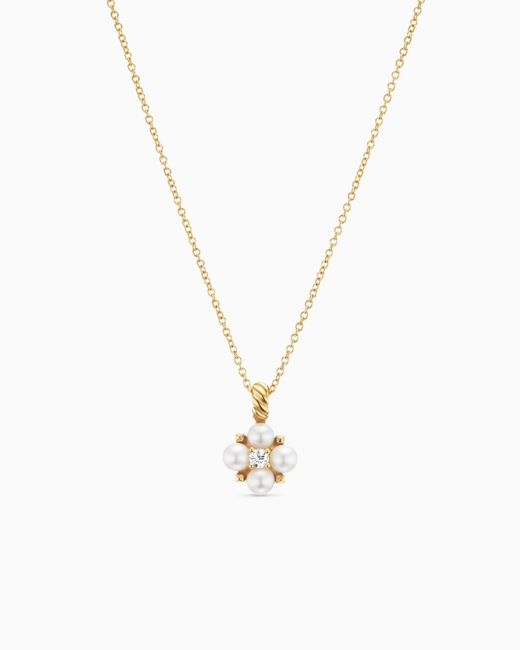 Petite Modern Renaissance® Pearl Pendant Necklace in 18K Yellow Gold with Diamond, 7.3mm