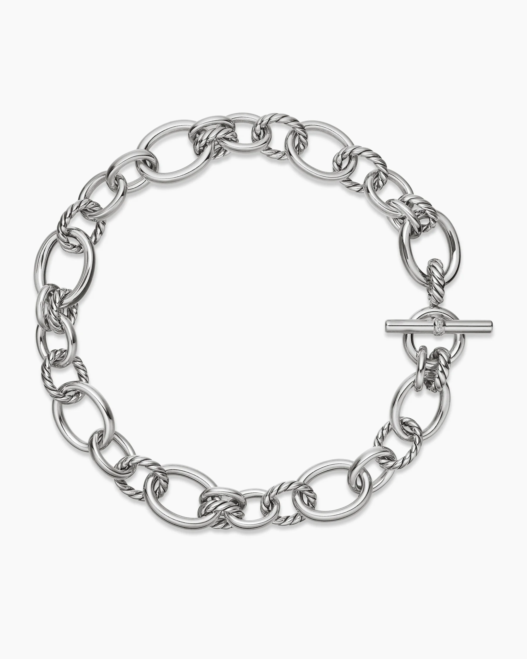 DY Mercer® Chain Necklace in Sterling Silver with Diamonds, 20mm