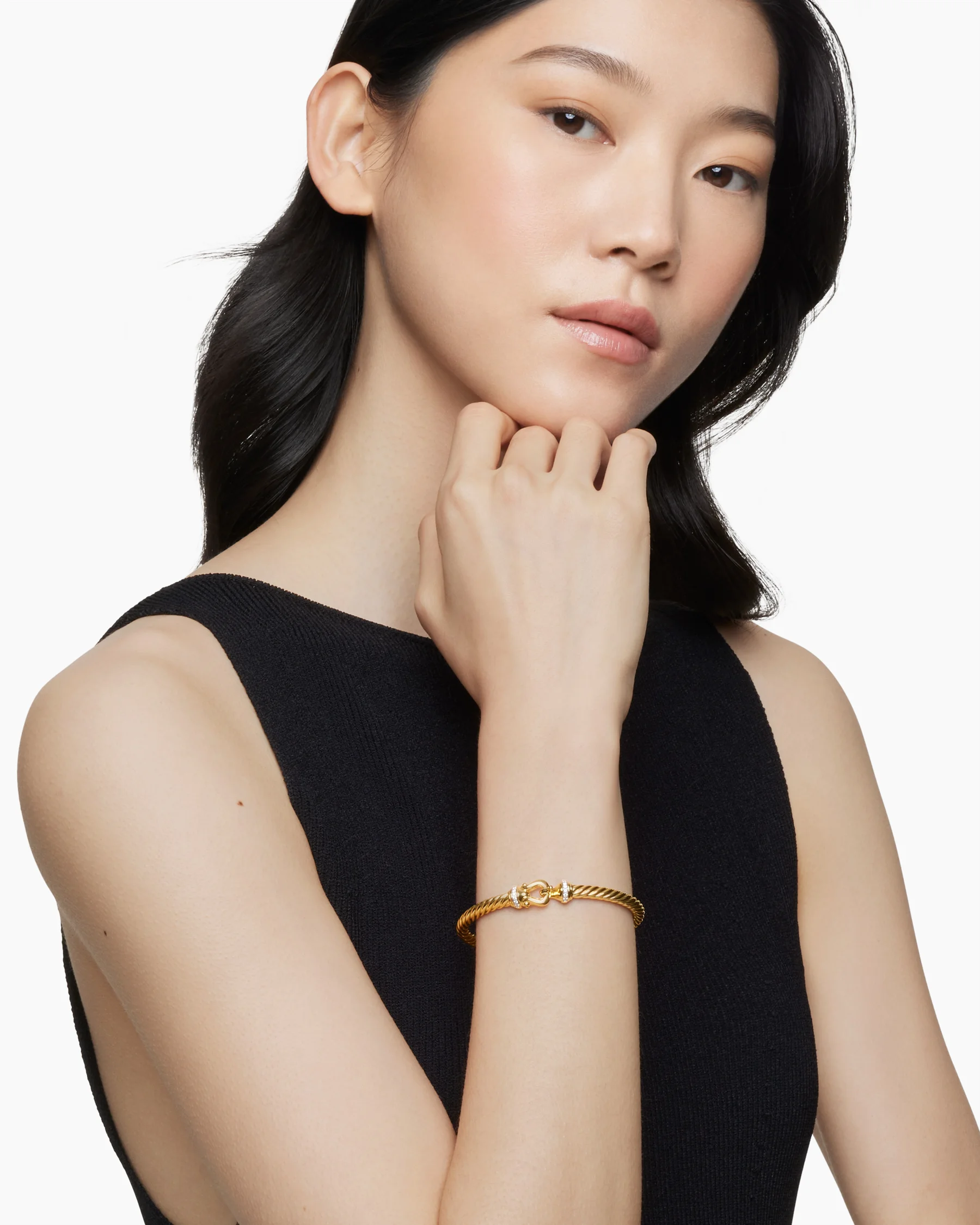 Buckle Cablespira® Flex Bracelet in 18K Yellow Gold with Diamonds, 5mm
