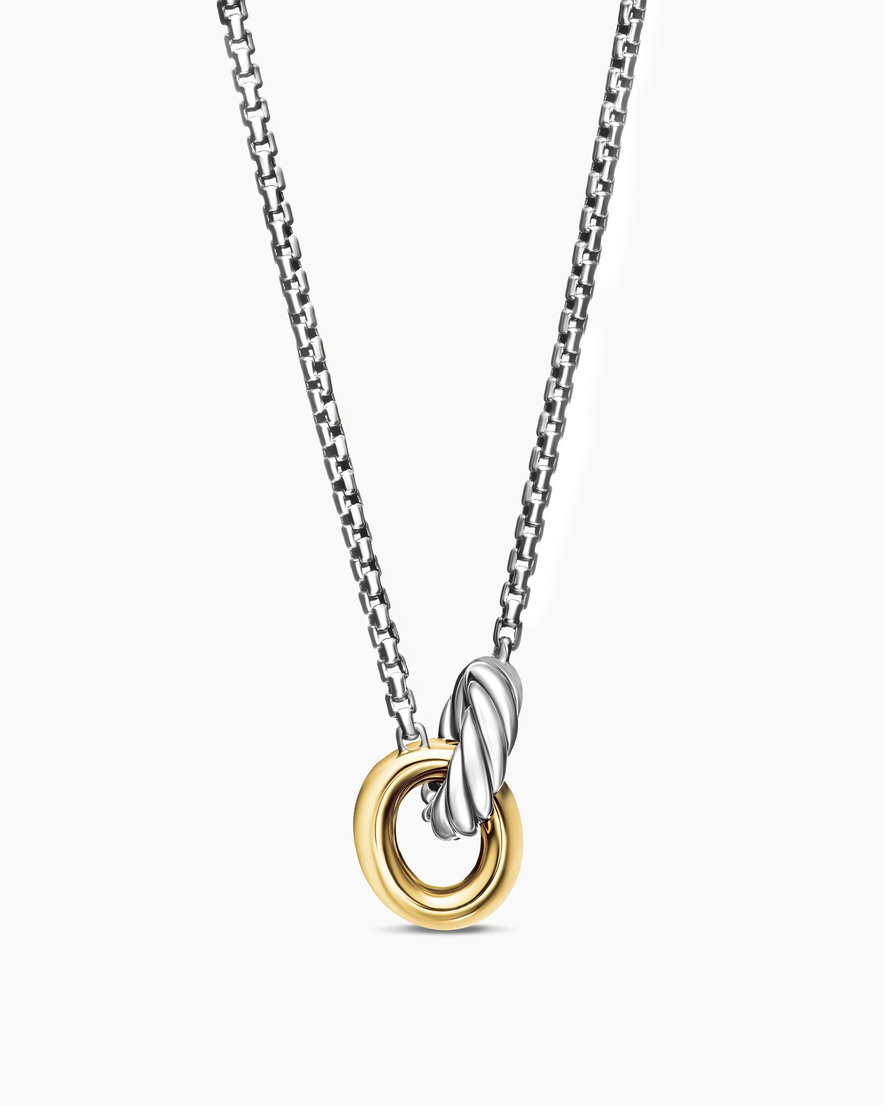 Petite Cable Linked Necklace in Sterling Silver with 14K Yellow Gold, 15mm 11 Petite Cable Linked Necklace in Sterling Silver with 14K Yellow Gold, 15mm