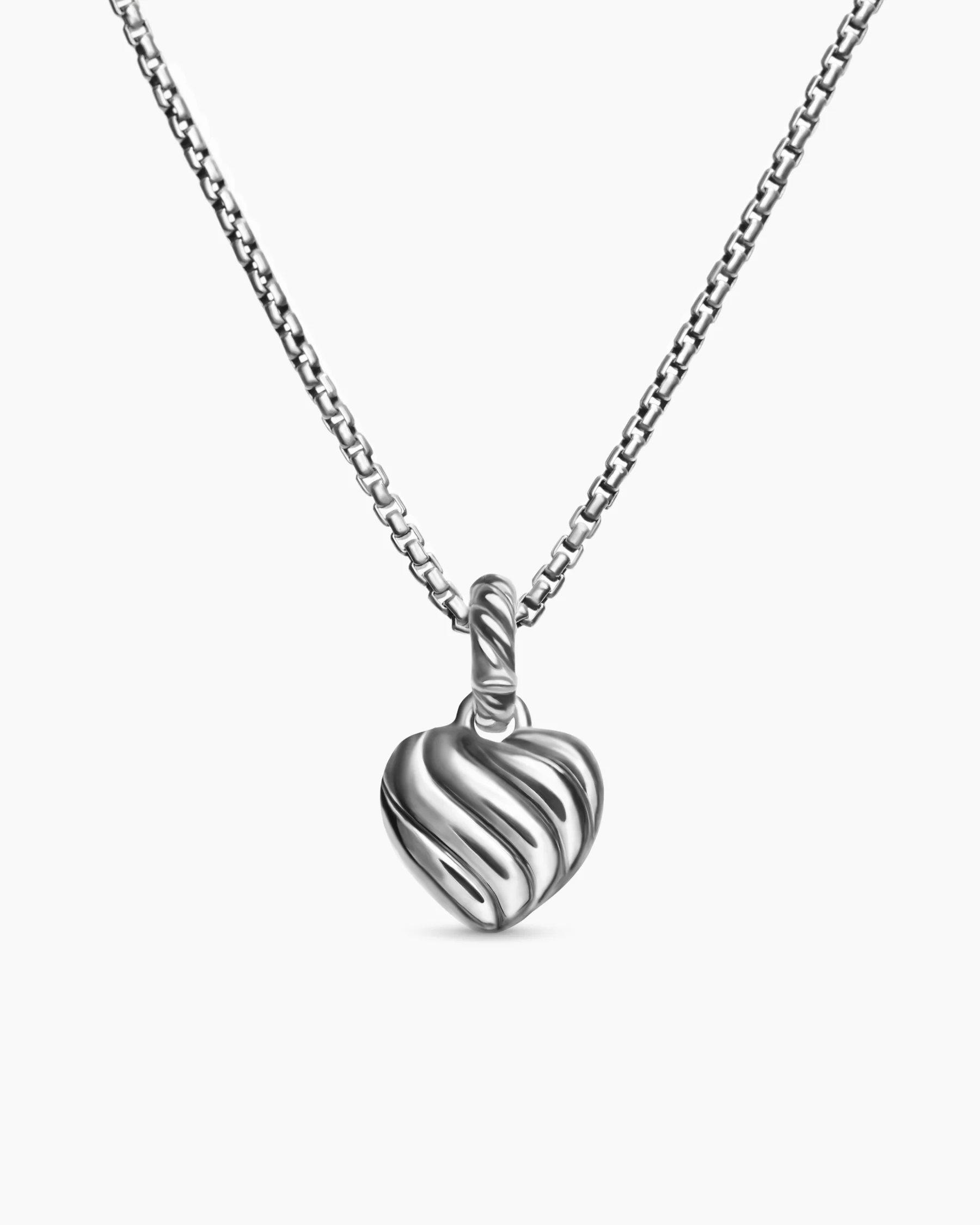 Petite Cable Heart Pendant Necklace in Sterling Silver with 14K Yellow Gold and Rhodolite Garnet, 17.1mm 4 Petite Cable Heart Pendant Necklace in Sterling Silver with 14K Yellow Gold and Rhodolite Garnet, 17.1mm