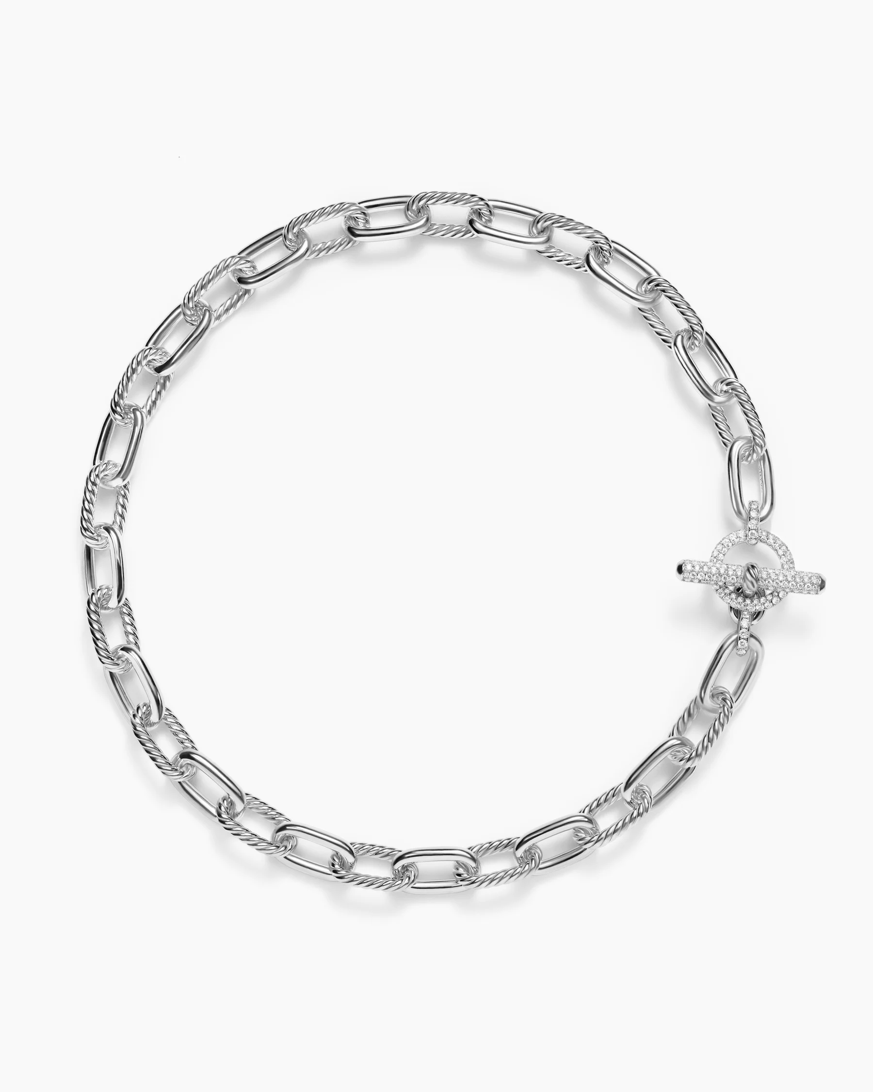 DY Madison® Toggle Chain Necklace in Sterling Silver with Diamonds, 11mm 1 DY Madison® Toggle Chain Necklace in Sterling Silver with Diamonds, 11mm