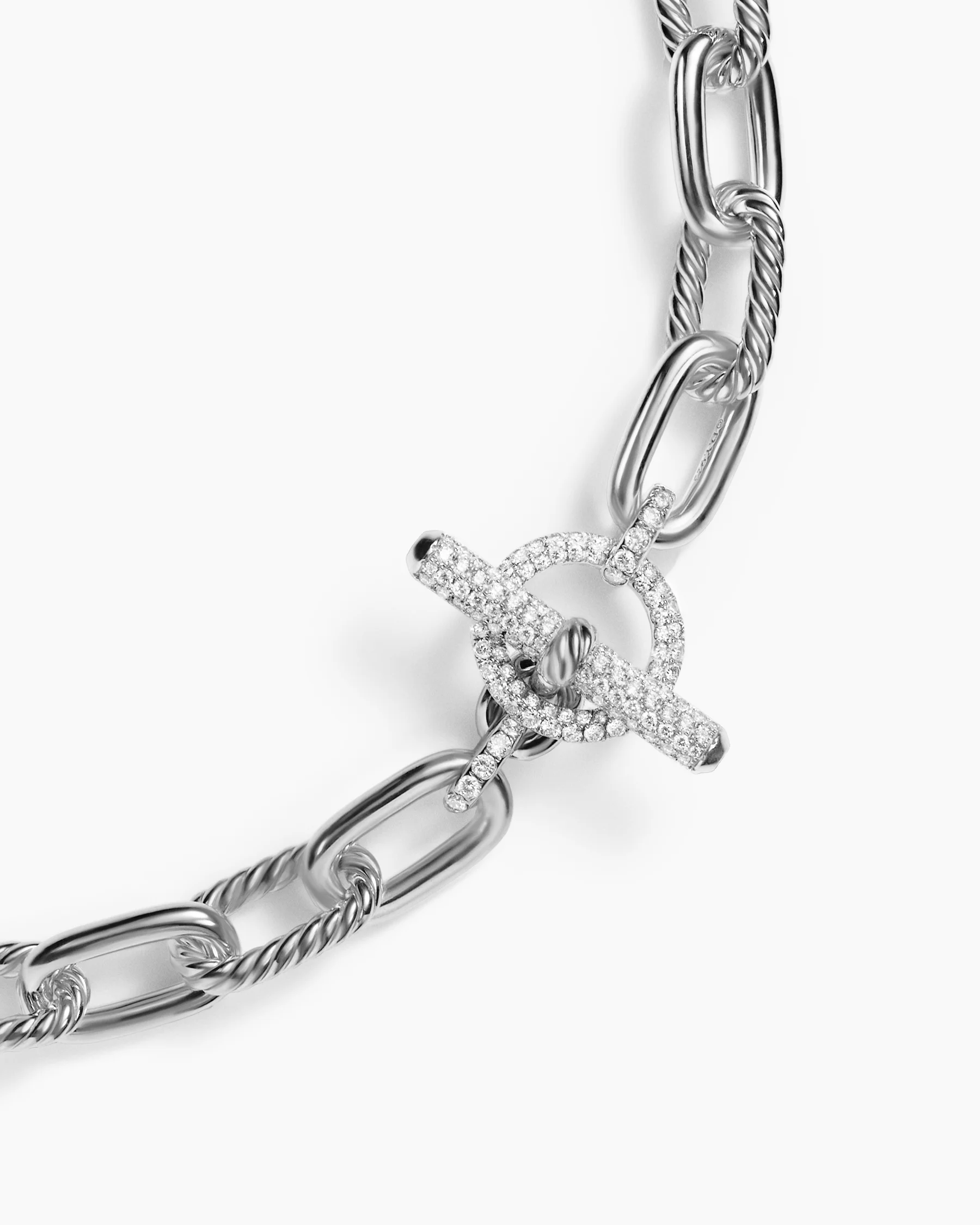 DY Madison® Toggle Chain Necklace in Sterling Silver with Diamonds, 11mm 4 DY Madison® Toggle Chain Necklace in Sterling Silver with Diamonds, 11mm