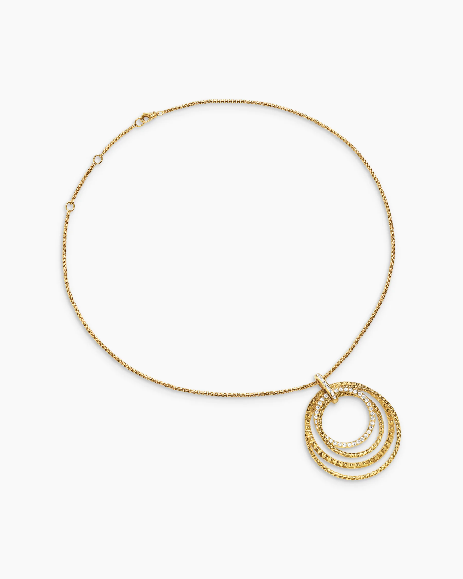 Crossover Trio Pendant Necklace in 18K Yellow Gold with Diamonds, 39.5mm 3 Crossover Trio Pendant Necklace in 18K Yellow Gold with Diamonds, 39.5mm