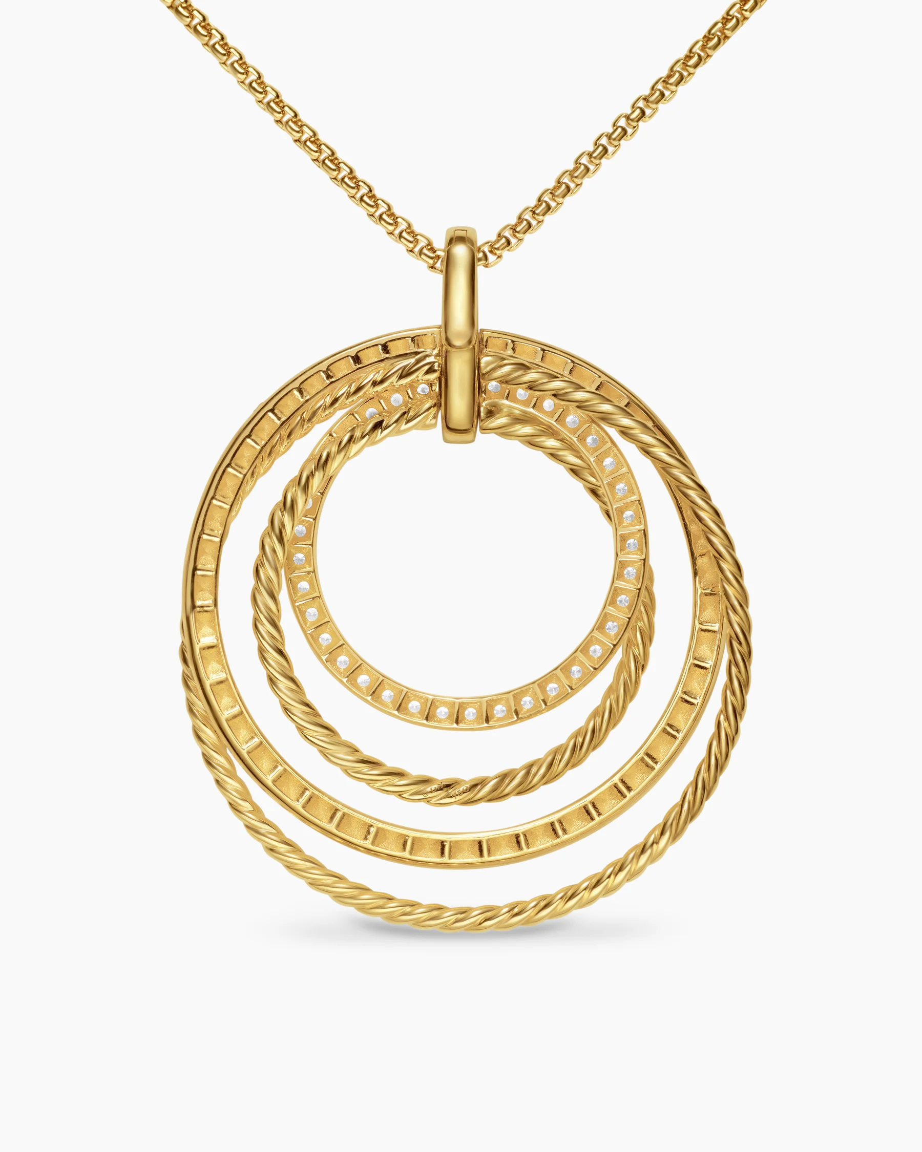 Crossover Trio Pendant Necklace in 18K Yellow Gold with Diamonds, 39.5mm 4 Crossover Trio Pendant Necklace in 18K Yellow Gold with Diamonds, 39.5mm