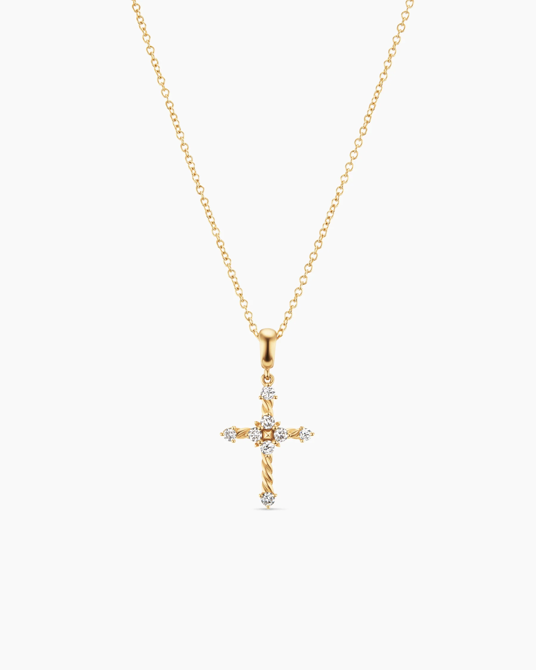 Petite Modern Renaissance® Cross Pendant Necklace in 18K Yellow Gold with Diamonds, 15.9mm 8 Petite Modern Renaissance® Cross Pendant Necklace in 18K Yellow Gold with Diamonds, 15.9mm