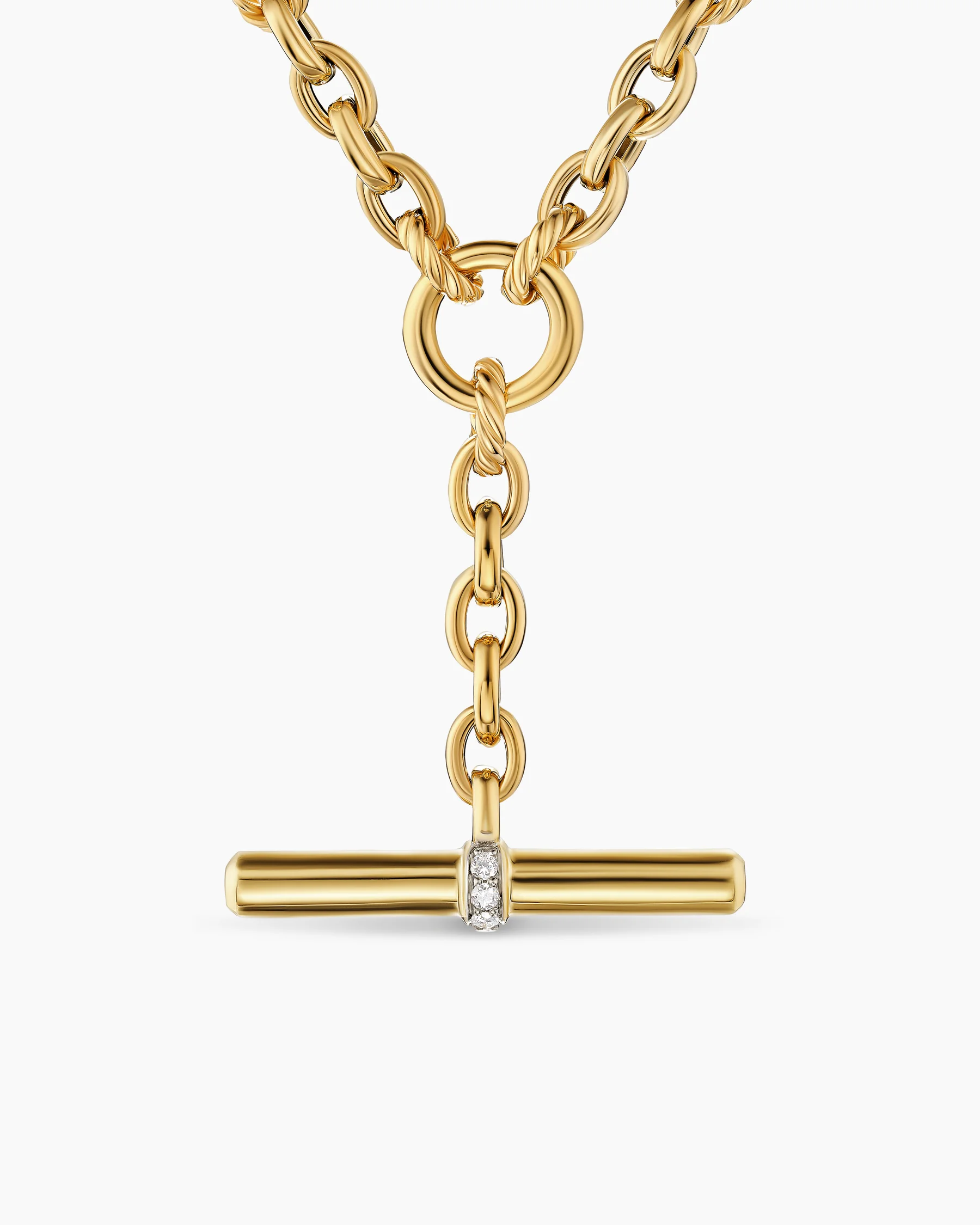 DY Mercer® Petite Toggle Chain Necklace in Sterling Silver with 18K Yellow Gold and Diamonds, 4.5mm 11 DY Mercer® Petite Toggle Chain Necklace in Sterling Silver with 18K Yellow Gold and Diamonds, 4.5mm