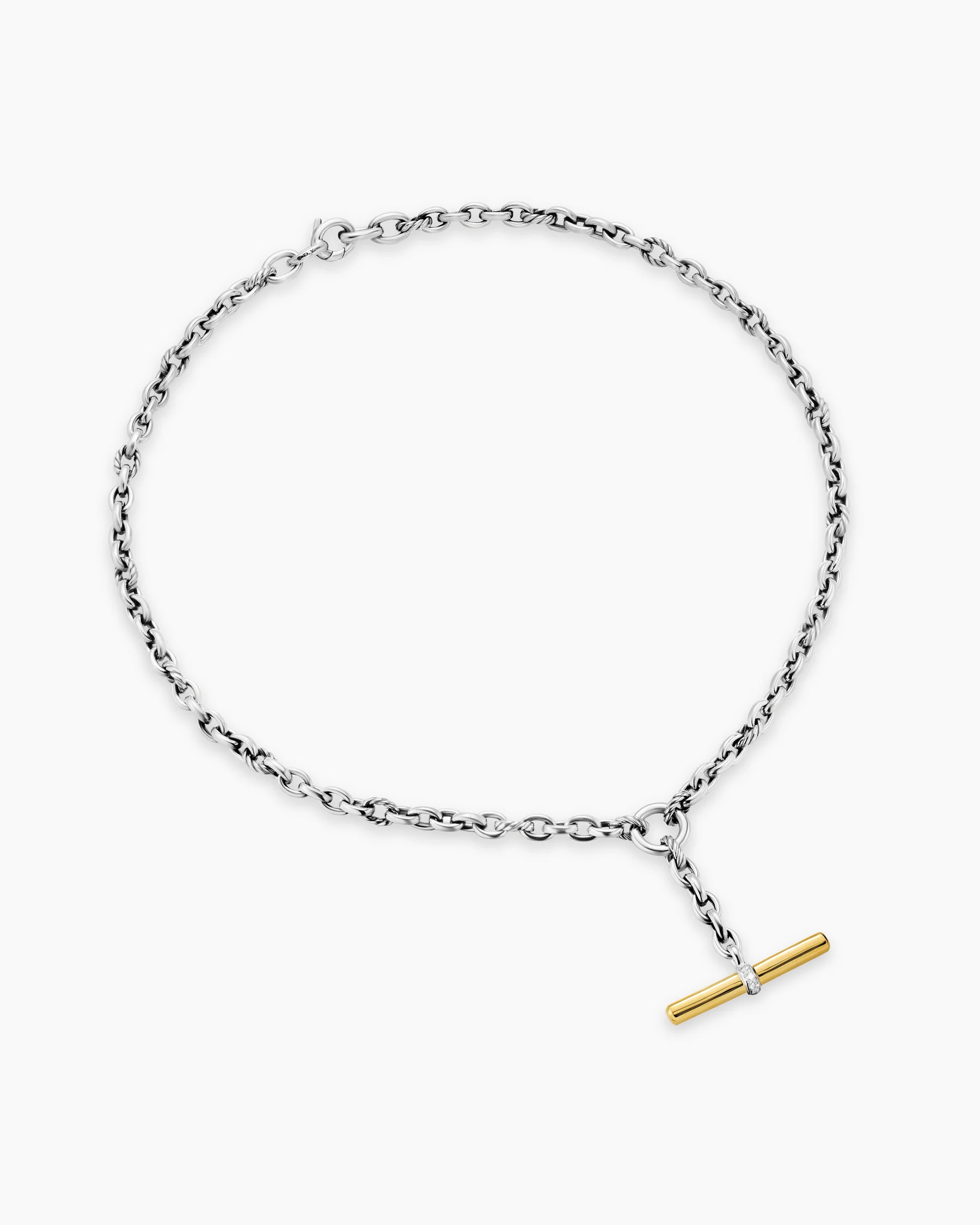 DY Mercer® Petite Toggle Chain Necklace in Sterling Silver with 18K Yellow Gold and Diamonds, 4.5mm 3 DY Mercer® Petite Toggle Chain Necklace in Sterling Silver with 18K Yellow Gold and Diamonds, 4.5mm