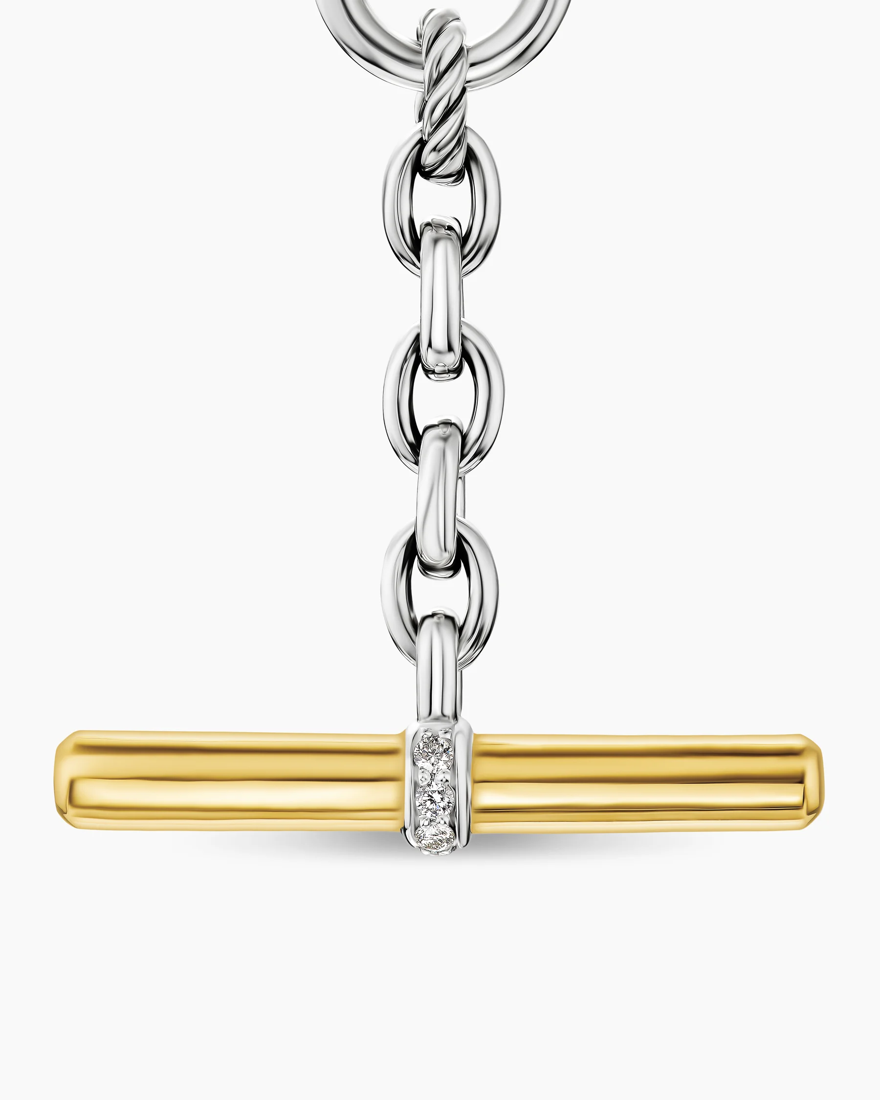 DY Mercer® Petite Toggle Chain Necklace in Sterling Silver with 18K Yellow Gold and Diamonds, 4.5mm 4 DY Mercer® Petite Toggle Chain Necklace in Sterling Silver with 18K Yellow Gold and Diamonds, 4.5mm