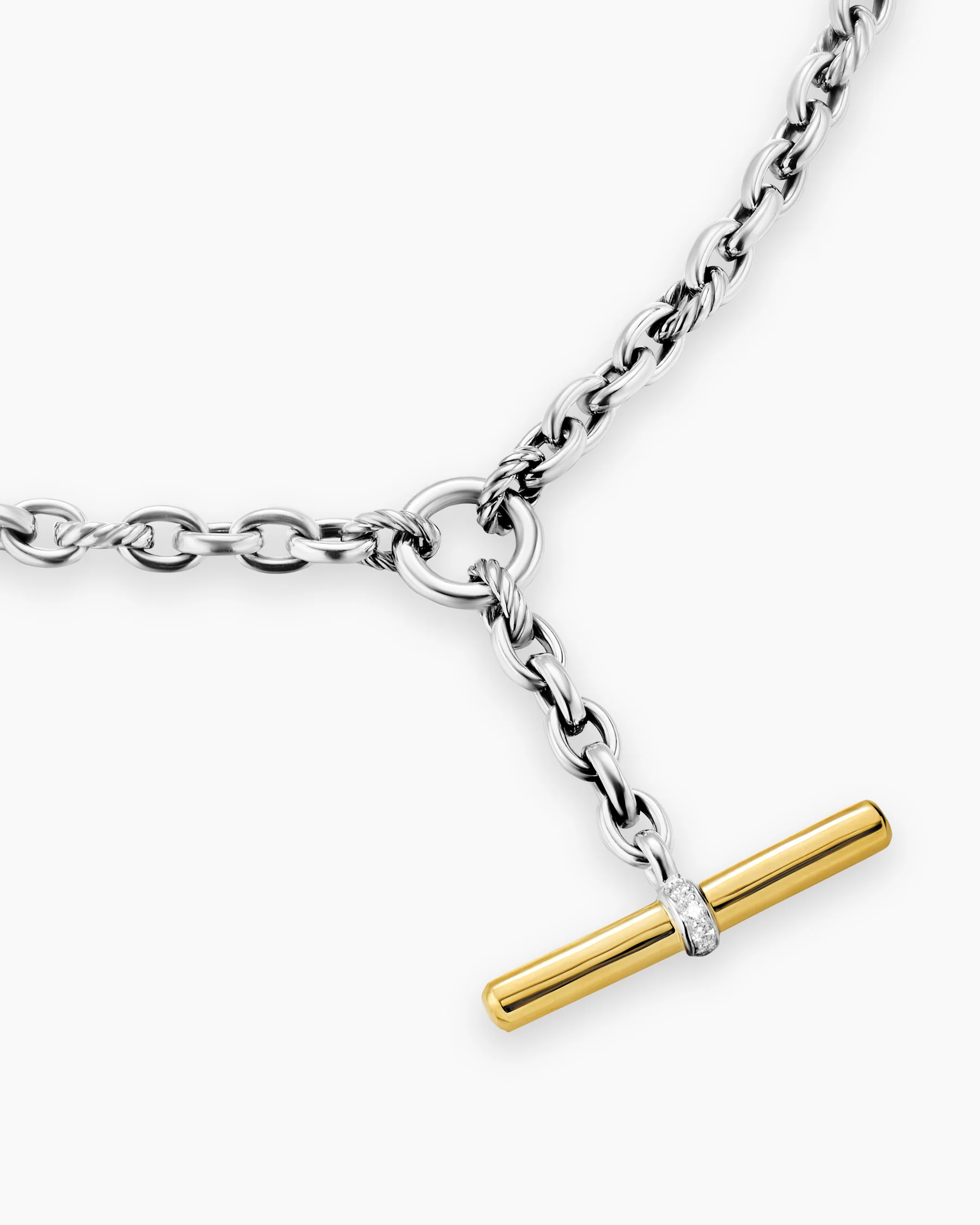 DY Mercer® Petite Toggle Chain Necklace in Sterling Silver with 18K Yellow Gold and Diamonds, 4.5mm 5 DY Mercer® Petite Toggle Chain Necklace in Sterling Silver with 18K Yellow Gold and Diamonds, 4.5mm