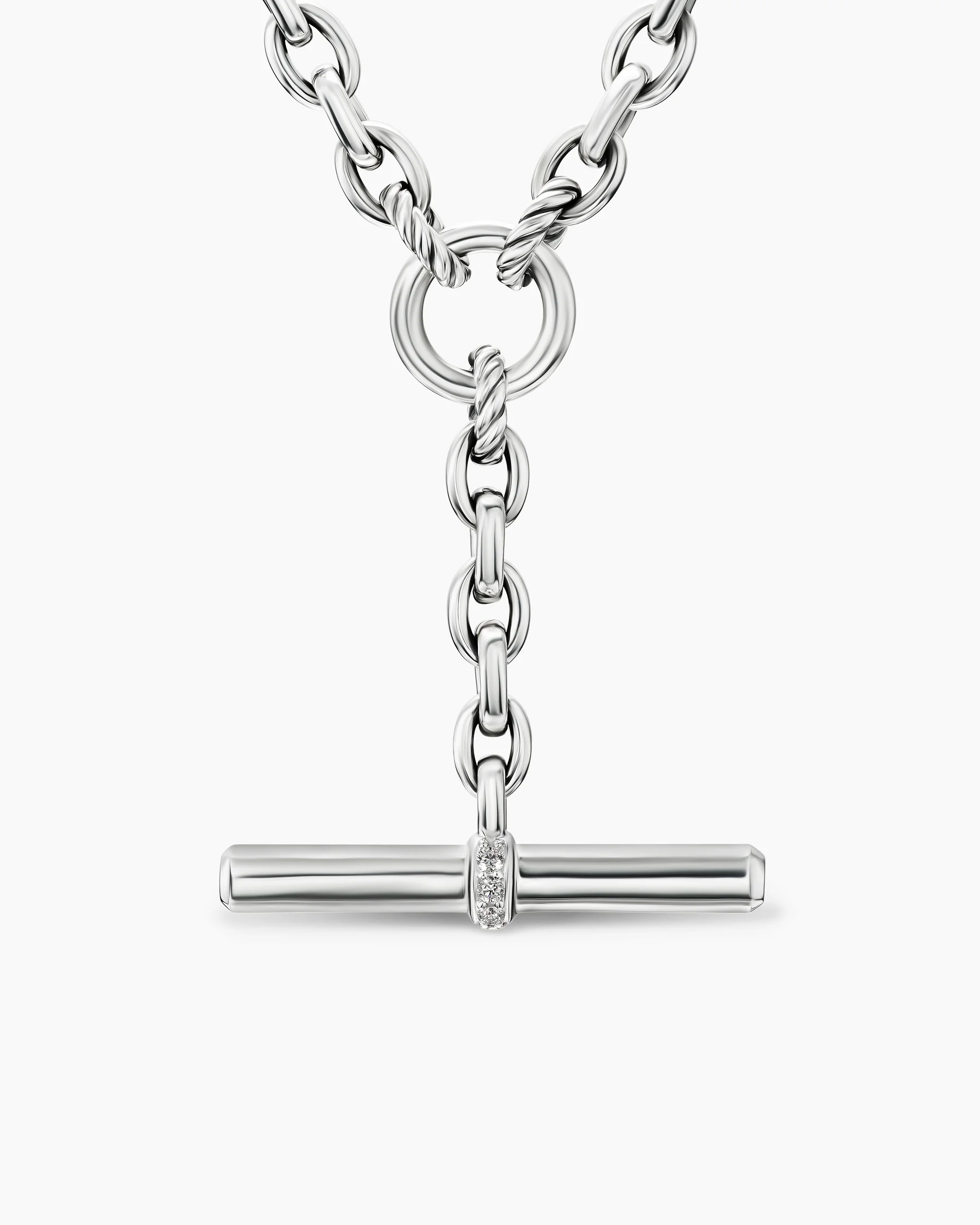 DY Mercer® Petite Toggle Chain Necklace in Sterling Silver with 18K Yellow Gold and Diamonds, 4.5mm 6 DY Mercer® Petite Toggle Chain Necklace in Sterling Silver with 18K Yellow Gold and Diamonds, 4.5mm