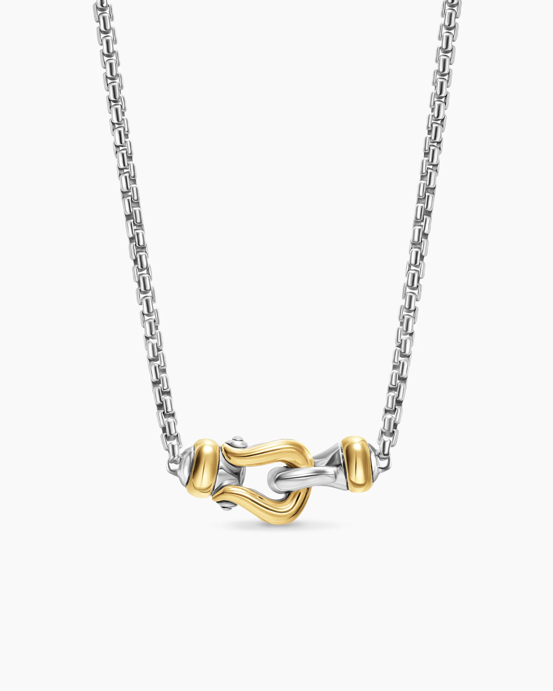 Petite Buckle Necklace in Sterling Silver with 14K Yellow Gold, 16.2mm 11 Petite Buckle Necklace in Sterling Silver with 14K Yellow Gold, 16.2mm
