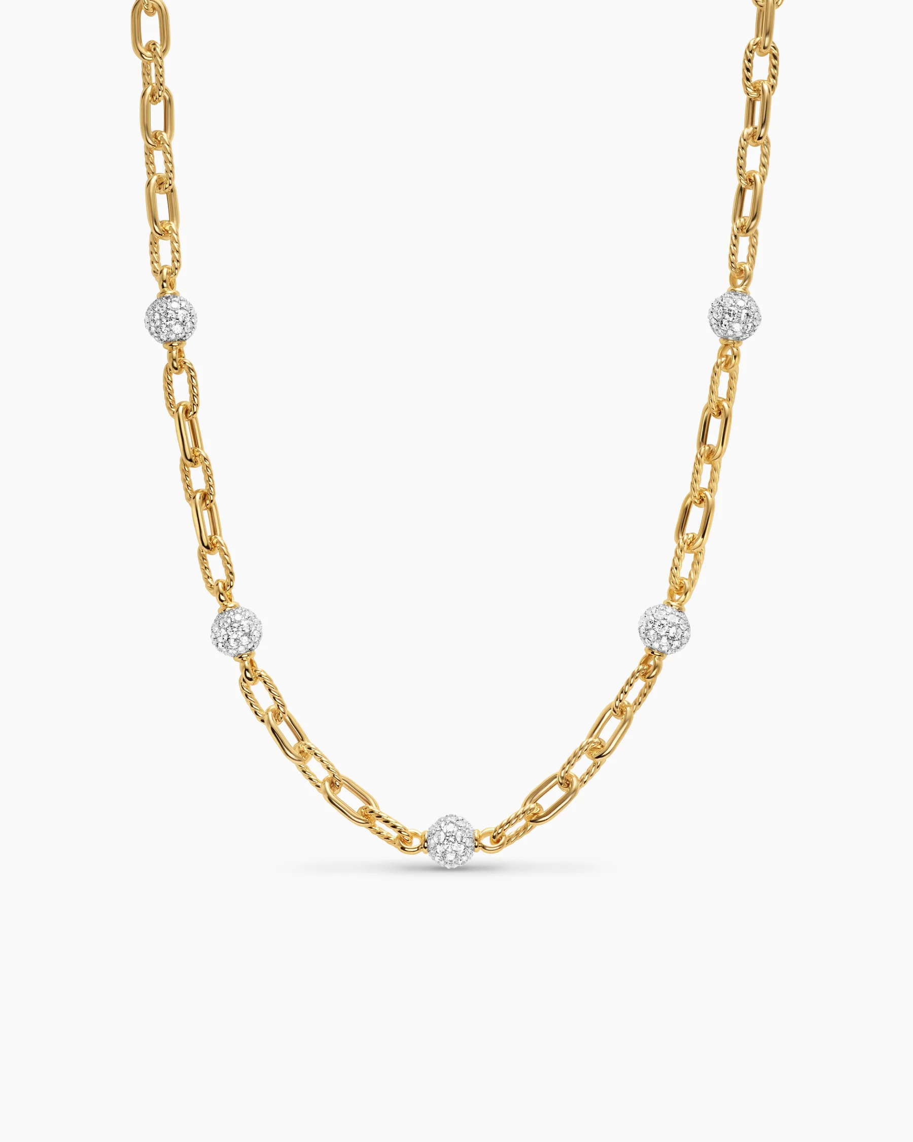 DY Madison® Pavé Bead Chain Necklace in 18K Yellow Gold with Diamonds, 6mm 10 DY Madison® Pavé Bead Chain Necklace in 18K Yellow Gold with Diamonds, 6mm