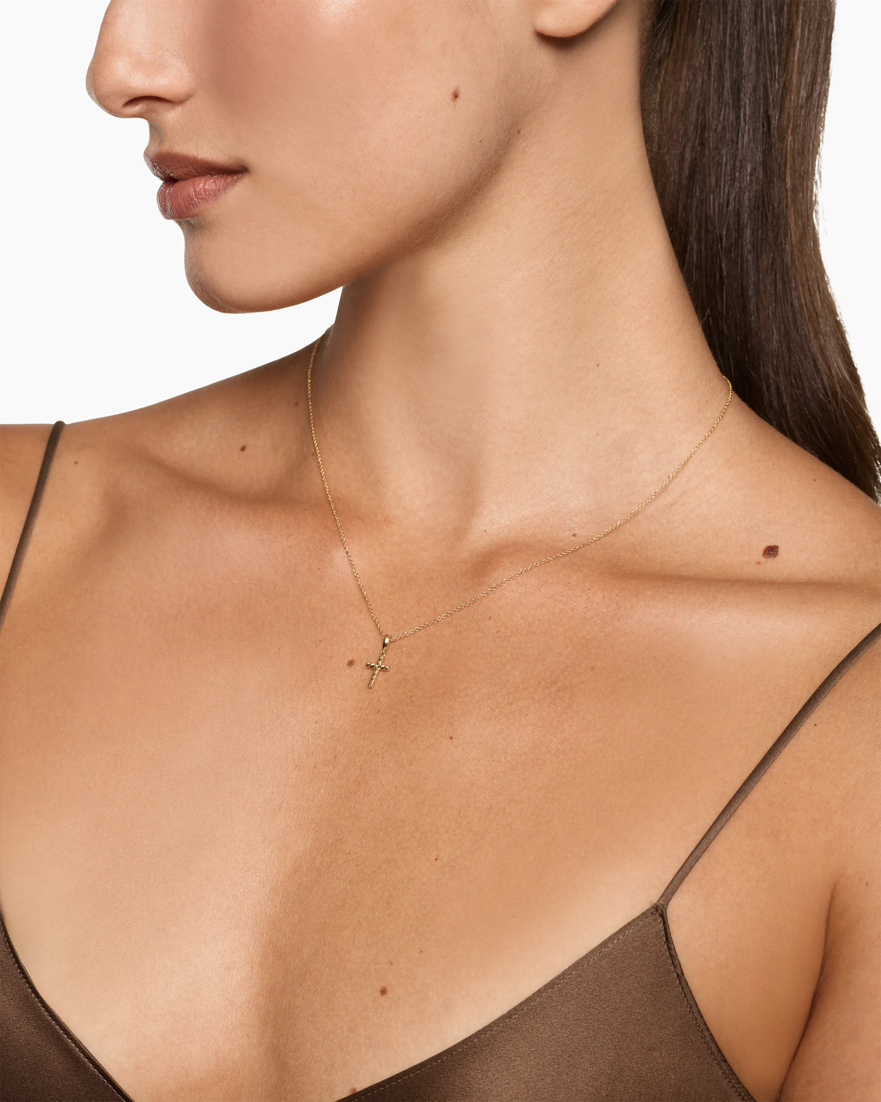 Cable Cross Pendant Necklace in 18K Yellow Gold, 17.5mm 2 Cable Cross Pendant Necklace in 18K Yellow Gold, 17.5mm