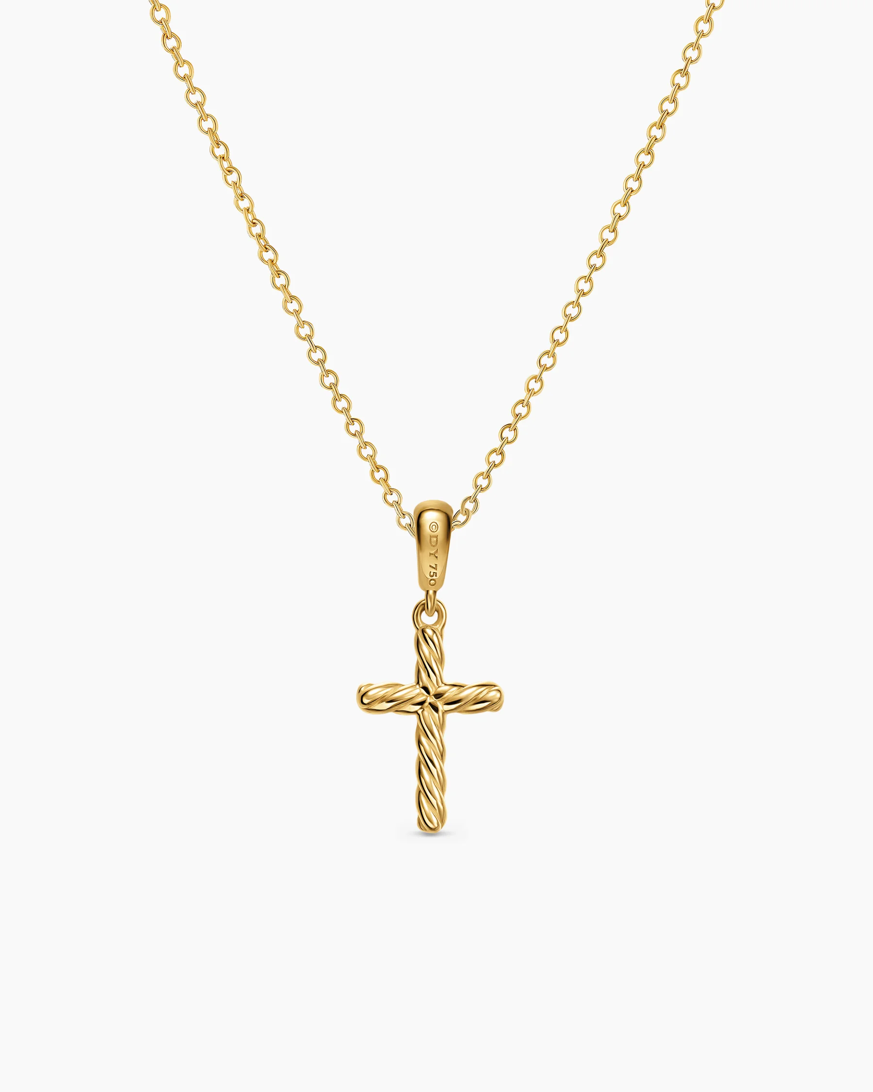 Cable Cross Pendant Necklace in 18K Yellow Gold, 17.5mm 4 Cable Cross Pendant Necklace in 18K Yellow Gold, 17.5mm