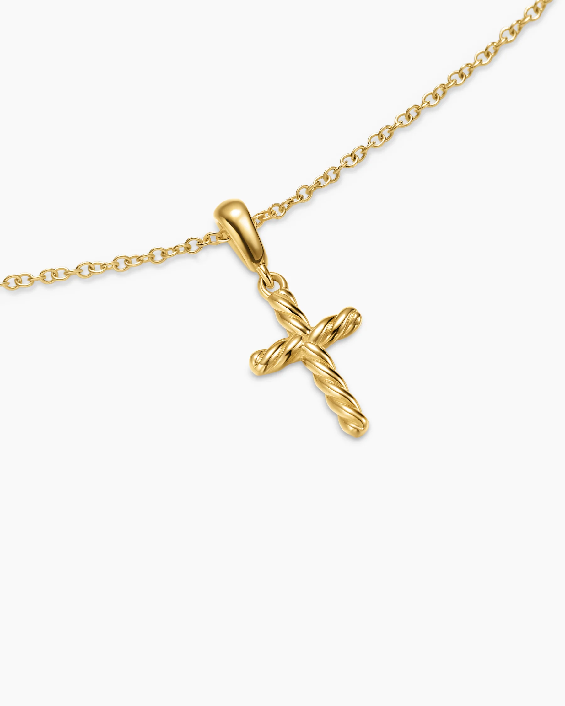 Cable Cross Pendant Necklace in 18K Yellow Gold, 17.5mm 5 Cable Cross Pendant Necklace in 18K Yellow Gold, 17.5mm