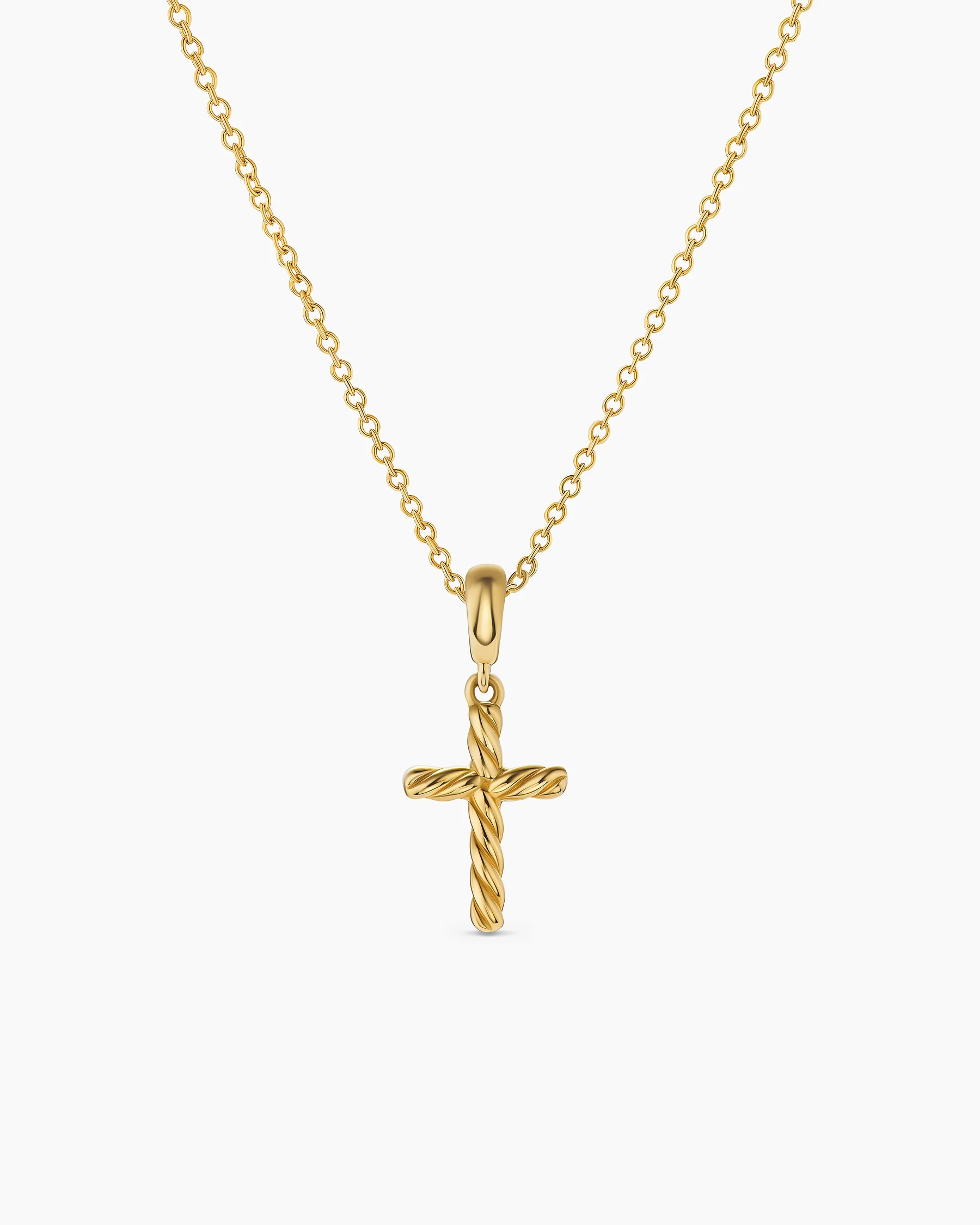 Cable Cross Pendant Necklace in Sterling Silver, 17.5mm 20 Cable Cross Pendant Necklace in Sterling Silver, 17.5mm
