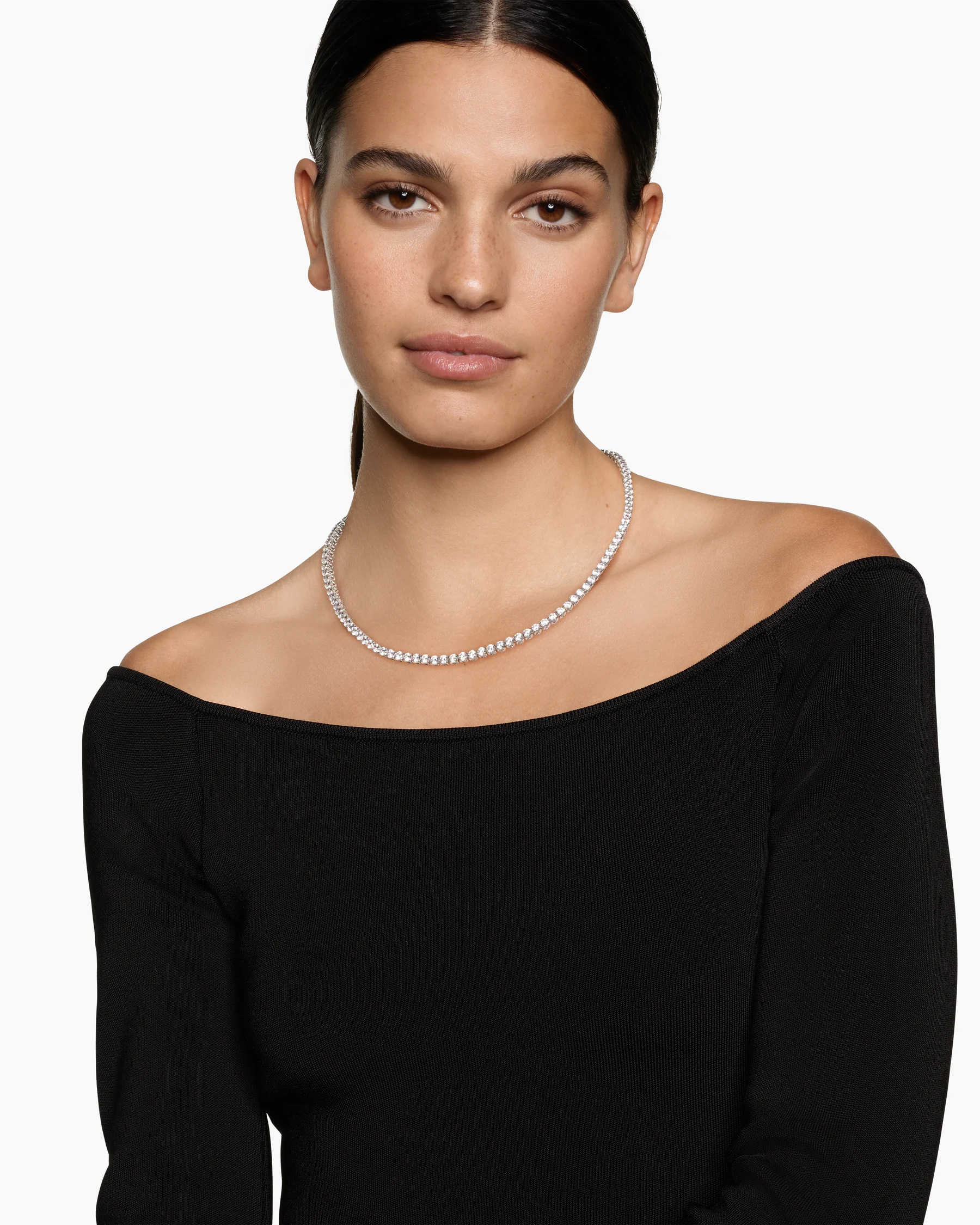 Tennis Necklace in 18K Yellow Gold with Diamonds, 4mm 2 Tennis Necklace in 18K Yellow Gold with Diamonds, 4mm