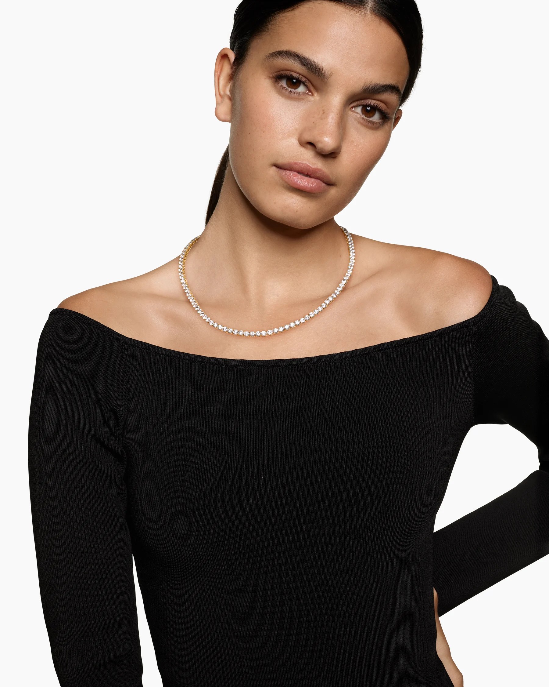 Tennis Necklace in 18K Yellow Gold with Diamonds, 4mm 7 Tennis Necklace in 18K Yellow Gold with Diamonds, 4mm