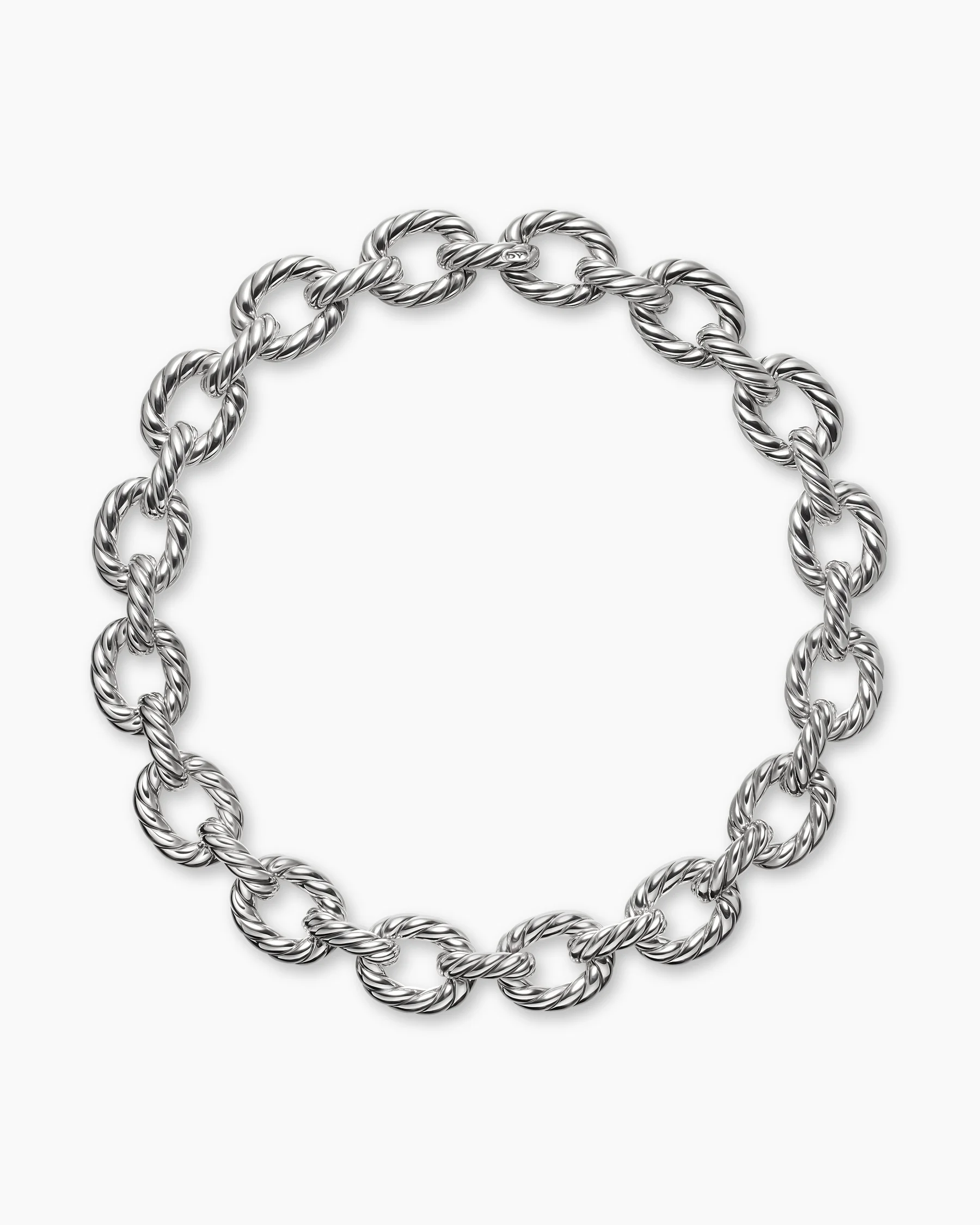 Sculpted Cable Oval Link Necklace in 18K Yellow Gold, 18mm
