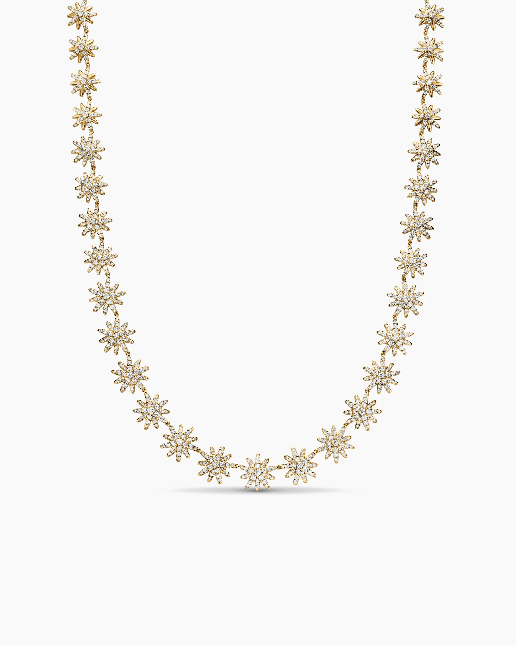 Starburst Tennis Necklace in 18K White Gold with Diamonds, 12.5mm