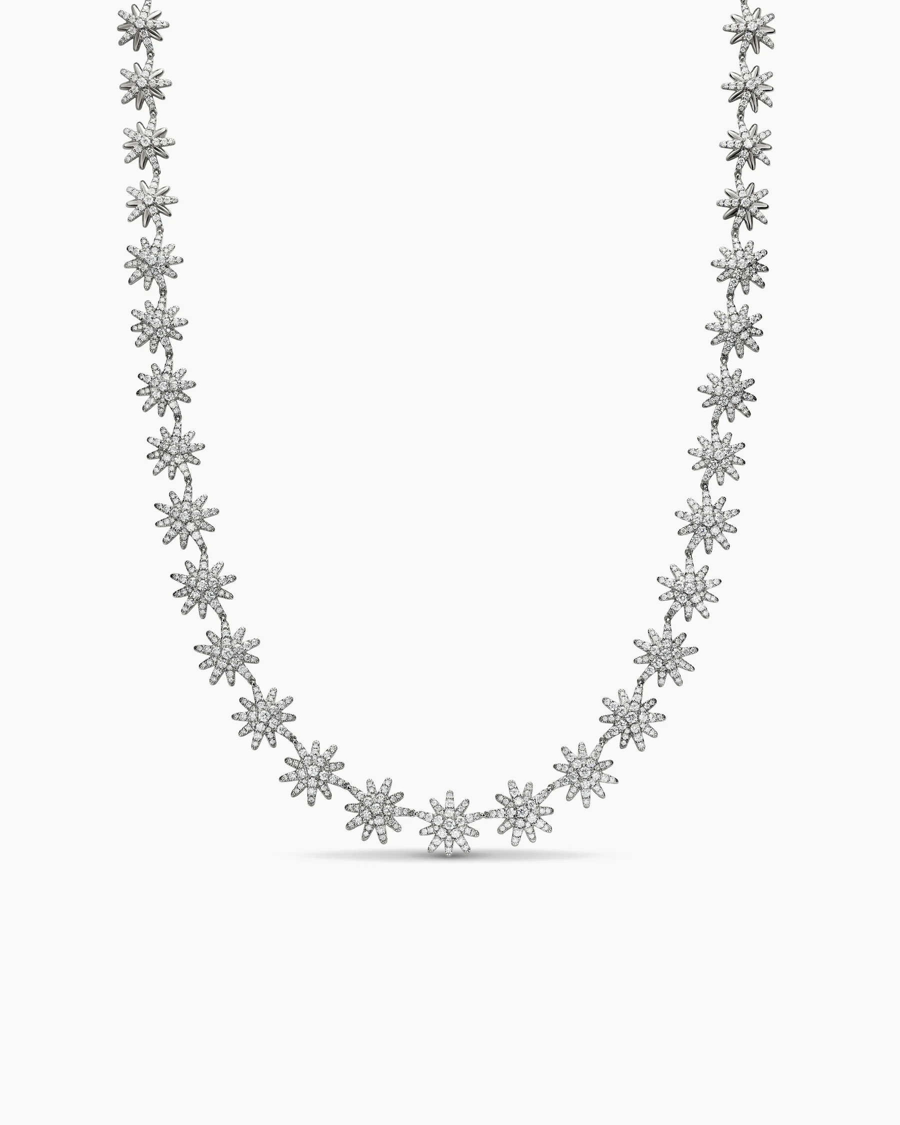 Starburst Tennis Necklace in 18K White Gold with Diamonds, 12.5mm 6 Starburst Tennis Necklace in 18K White Gold with Diamonds, 12.5mm