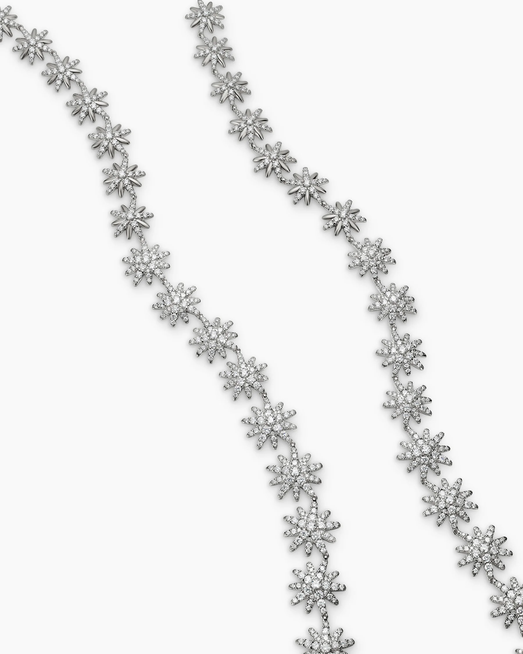 Starburst Tennis Necklace in 18K White Gold with Diamonds, 12.5mm 7 Starburst Tennis Necklace in 18K White Gold with Diamonds, 12.5mm