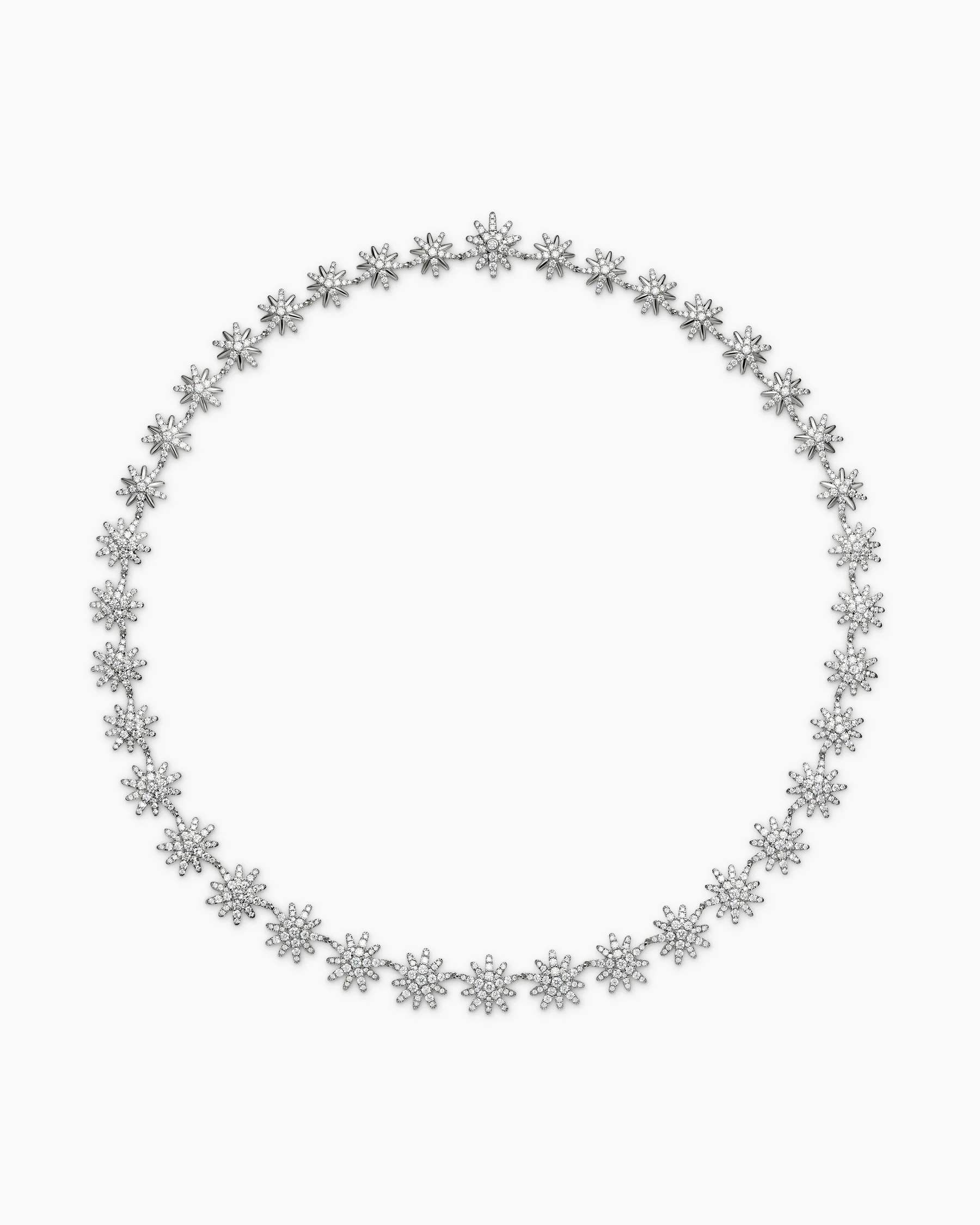 Starburst Tennis Necklace in 18K White Gold with Diamonds, 12.5mm 8 Starburst Tennis Necklace in 18K White Gold with Diamonds, 12.5mm