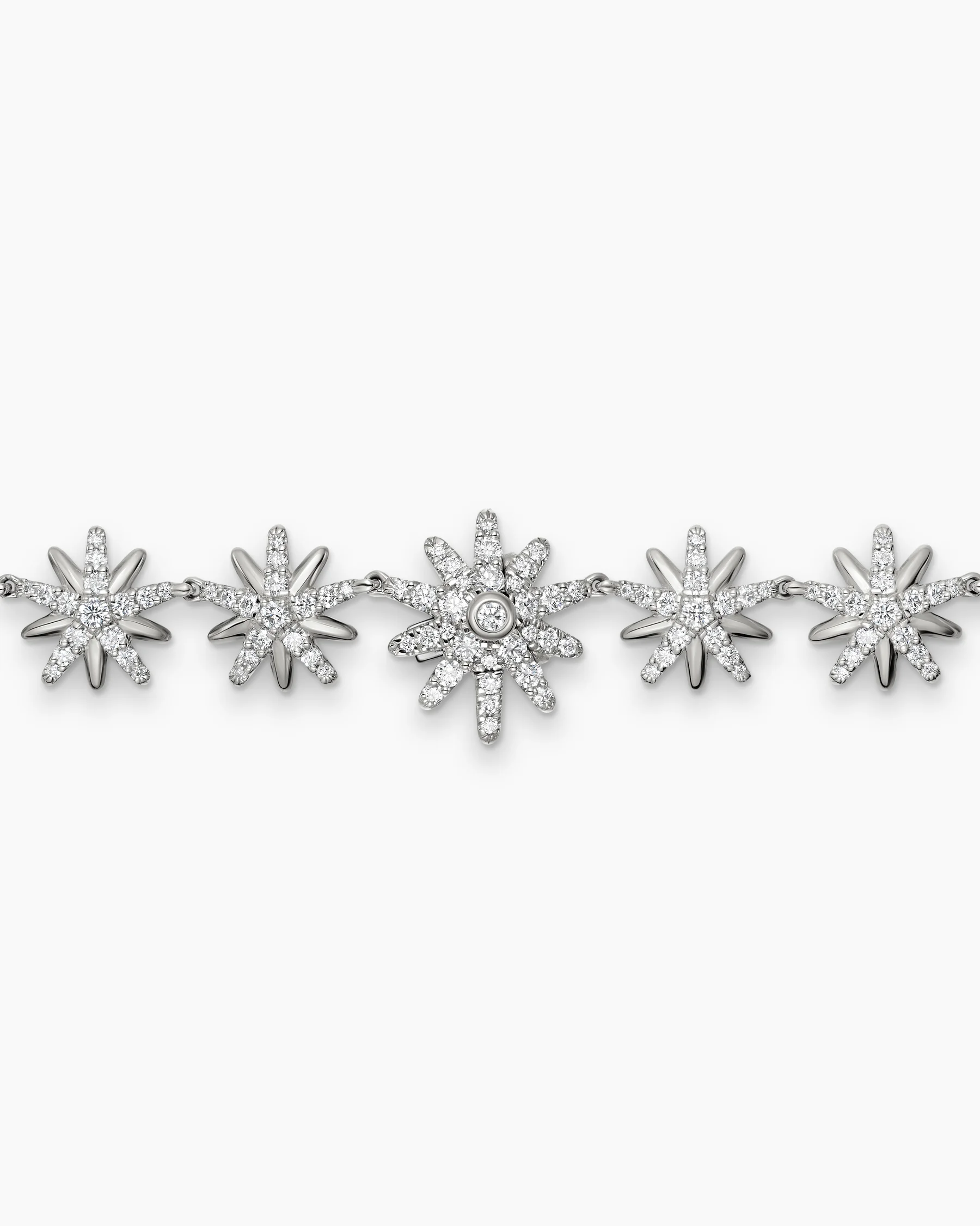 Starburst Tennis Necklace in 18K White Gold with Diamonds, 12.5mm 9 Starburst Tennis Necklace in 18K White Gold with Diamonds, 12.5mm