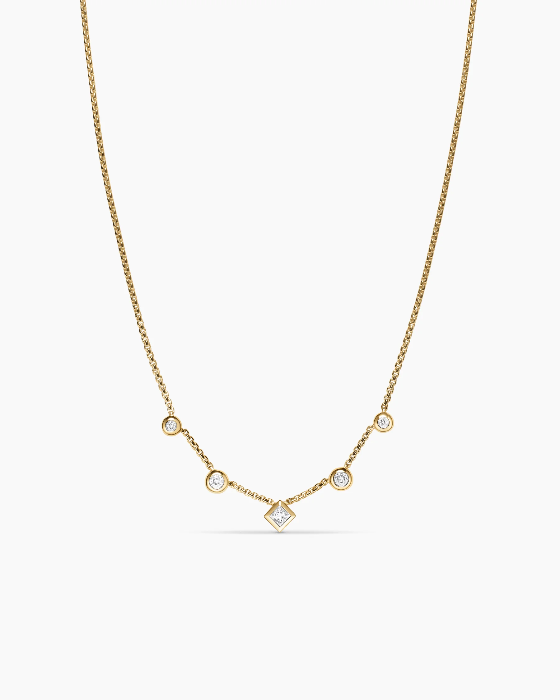 Petite Modern Renaissance® Station Chain Necklace in 18K Yellow Gold with Diamonds, 3.4mm 18 Petite Modern Renaissance® Station Chain Necklace in 18K Yellow Gold with Diamonds, 3.4mm