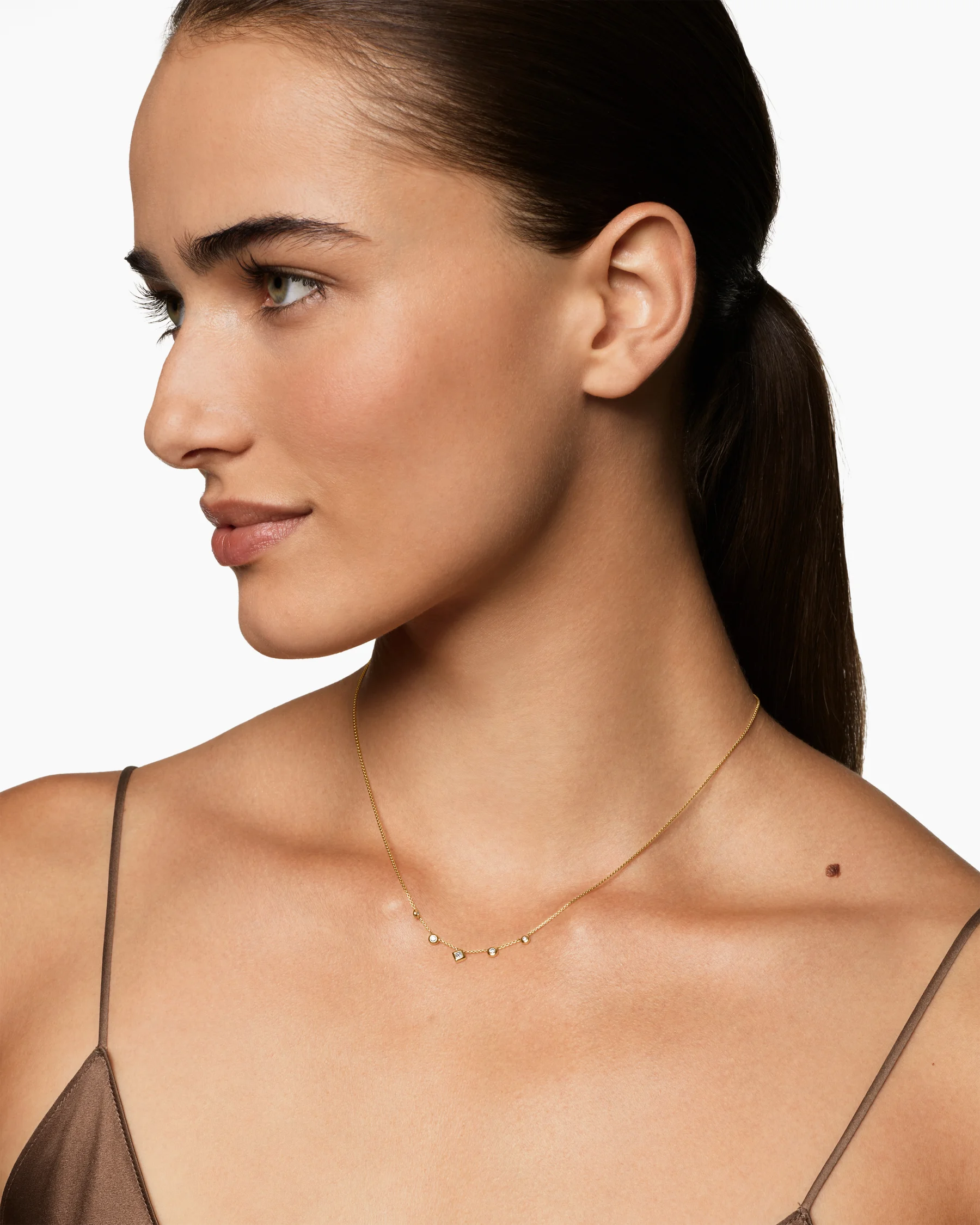 Petite Modern Renaissance® Station Chain Necklace in 18K Yellow Gold with Diamonds, 3.4mm 2 Petite Modern Renaissance® Station Chain Necklace in 18K Yellow Gold with Diamonds, 3.4mm