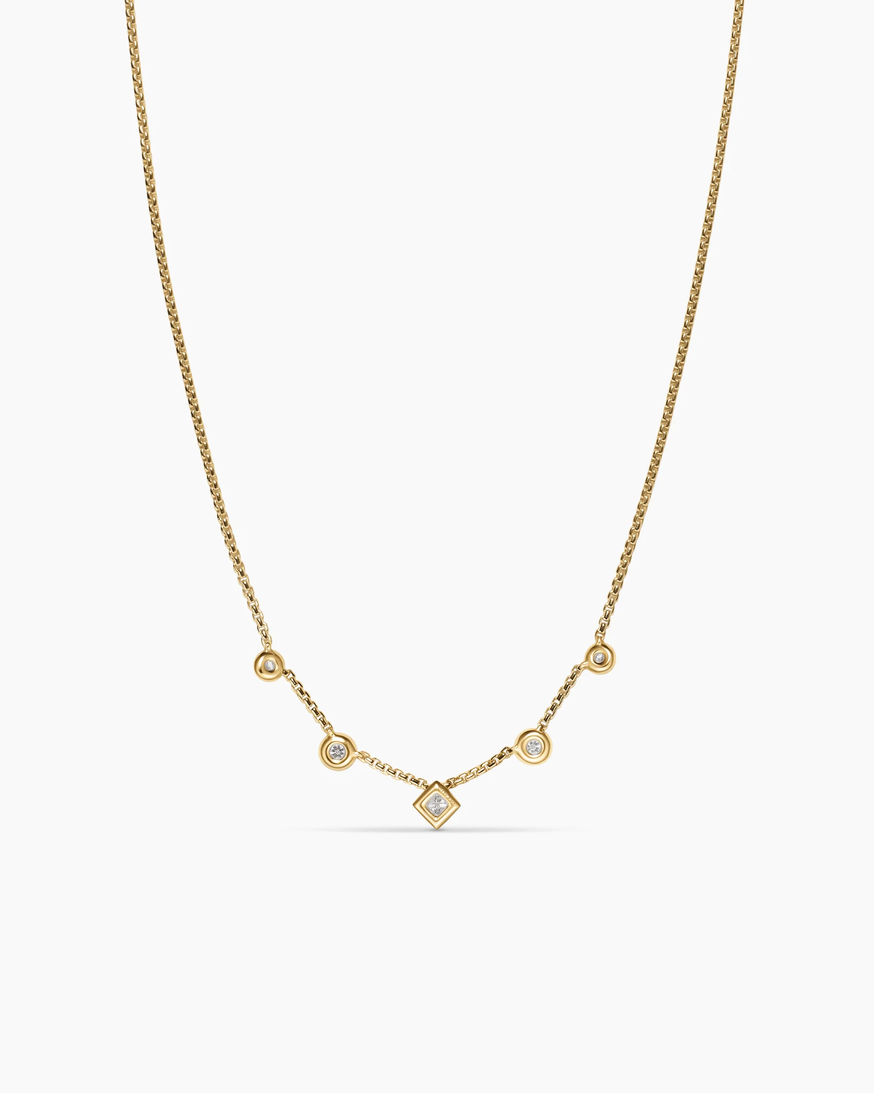 Petite Modern Renaissance® Station Chain Necklace in 18K Yellow Gold with Diamonds, 3.4mm 4 Petite Modern Renaissance® Station Chain Necklace in 18K Yellow Gold with Diamonds, 3.4mm