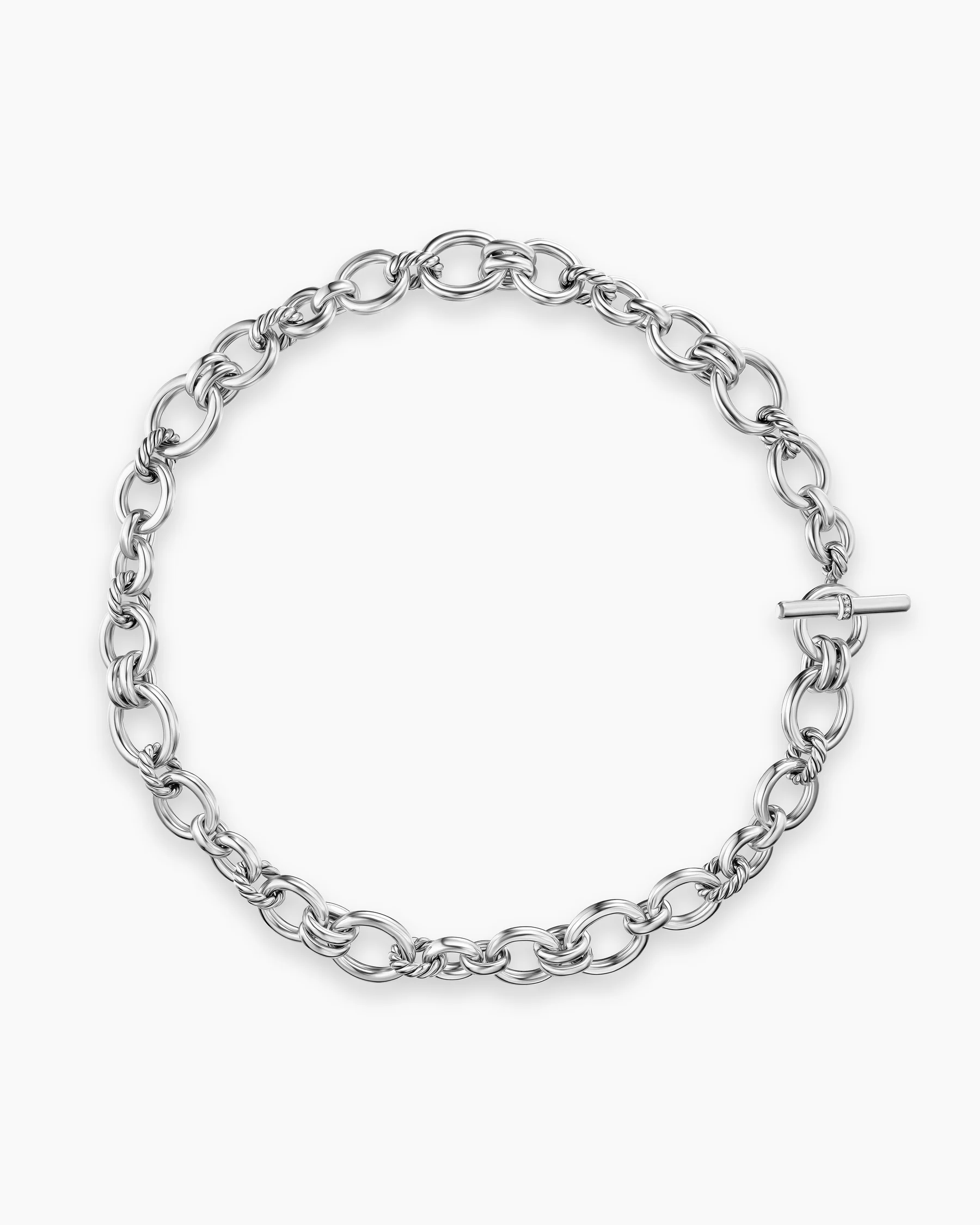 DY Mercer® Chain Necklace in Sterling Silver with 18K Yellow Gold and Diamonds, 8mm 1 DY Mercer® Chain Necklace in Sterling Silver with 18K Yellow Gold and Diamonds, 8mm