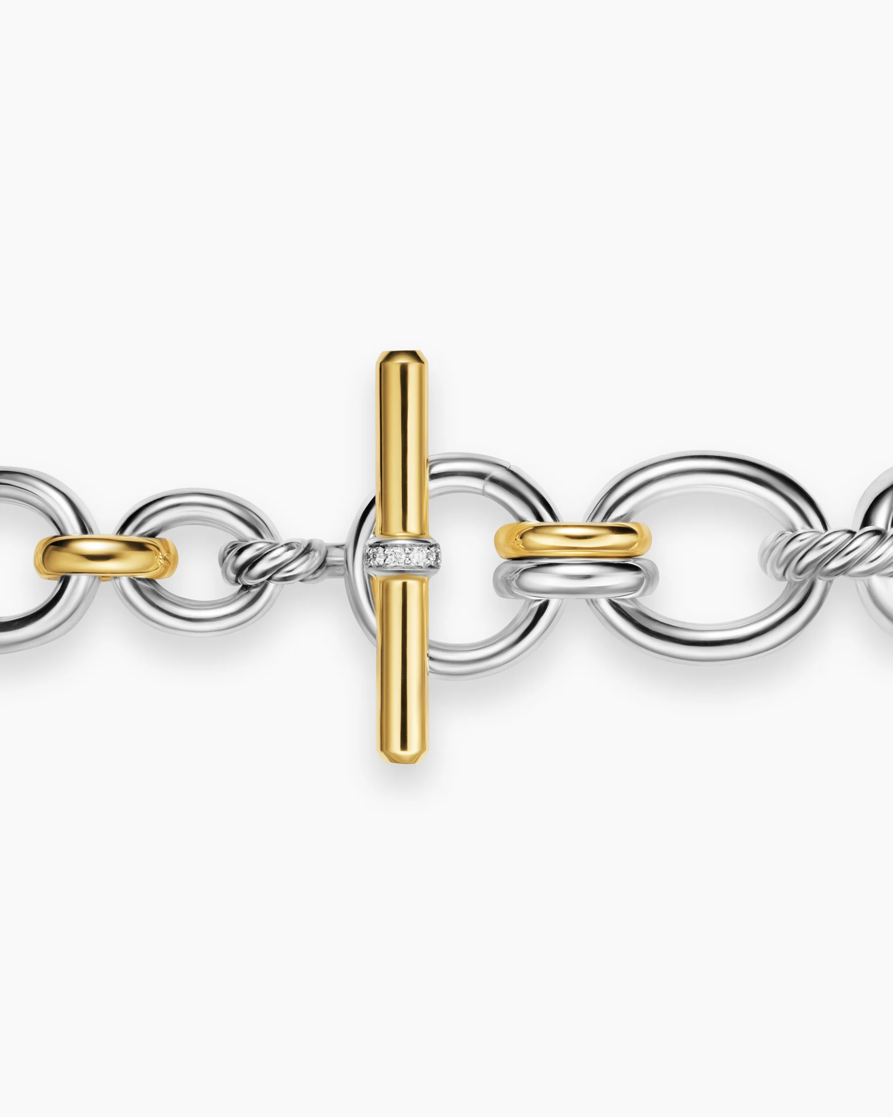 DY Mercer® Chain Necklace in Sterling Silver with 18K Yellow Gold and Diamonds, 8mm 10 DY Mercer® Chain Necklace in Sterling Silver with 18K Yellow Gold and Diamonds, 8mm