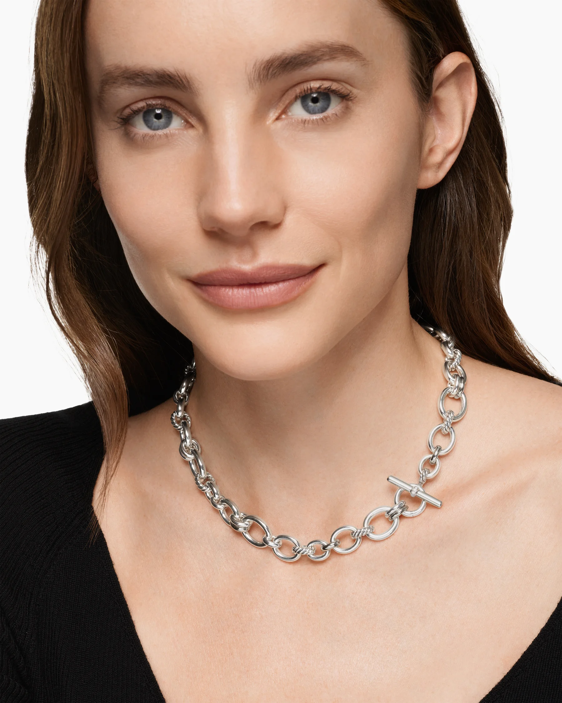 DY Mercer® Chain Necklace in Sterling Silver with 18K Yellow Gold and Diamonds, 8mm 2 DY Mercer® Chain Necklace in Sterling Silver with 18K Yellow Gold and Diamonds, 8mm