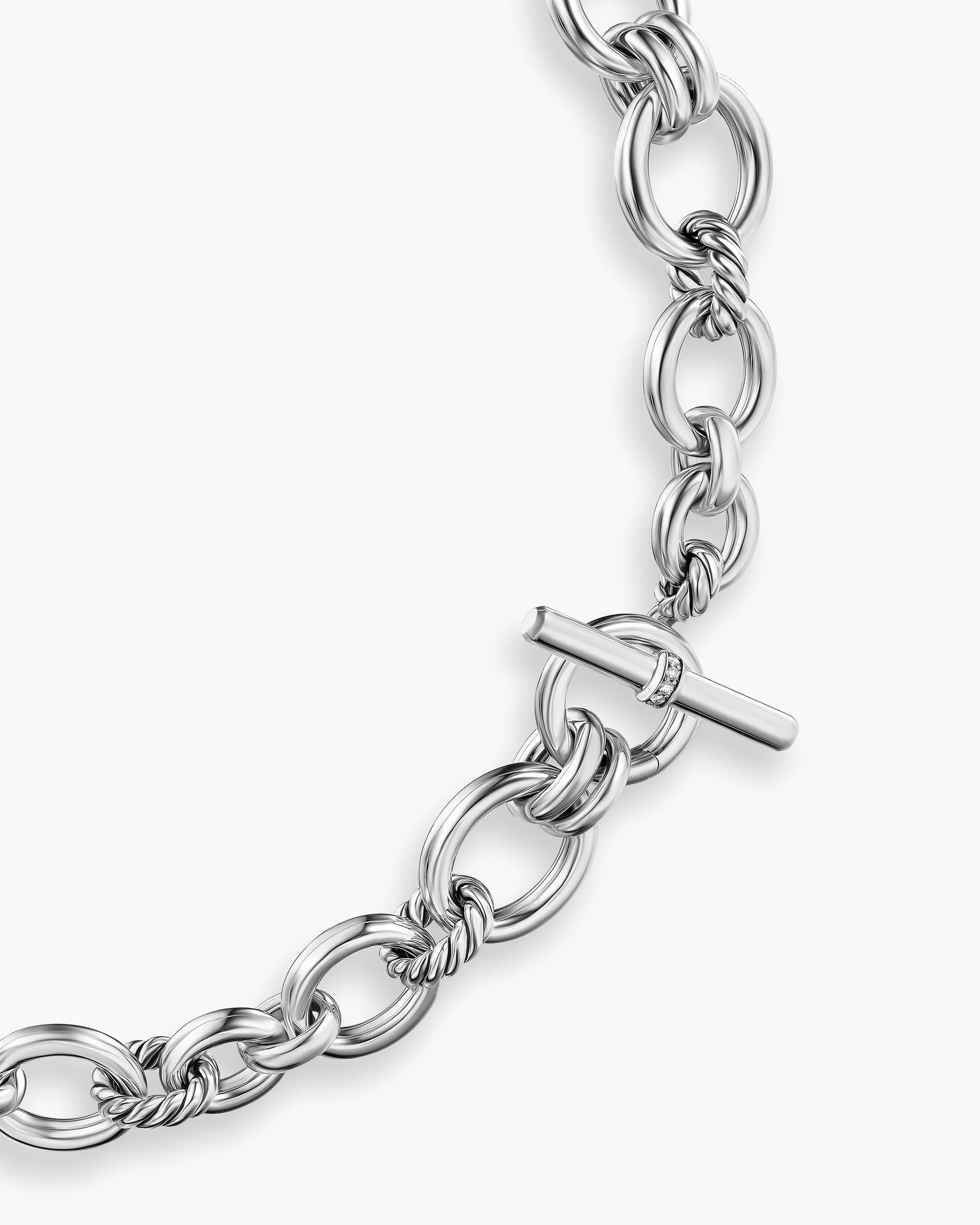 DY Mercer® Chain Necklace in Sterling Silver with 18K Yellow Gold and Diamonds, 8mm 4 DY Mercer® Chain Necklace in Sterling Silver with 18K Yellow Gold and Diamonds, 8mm