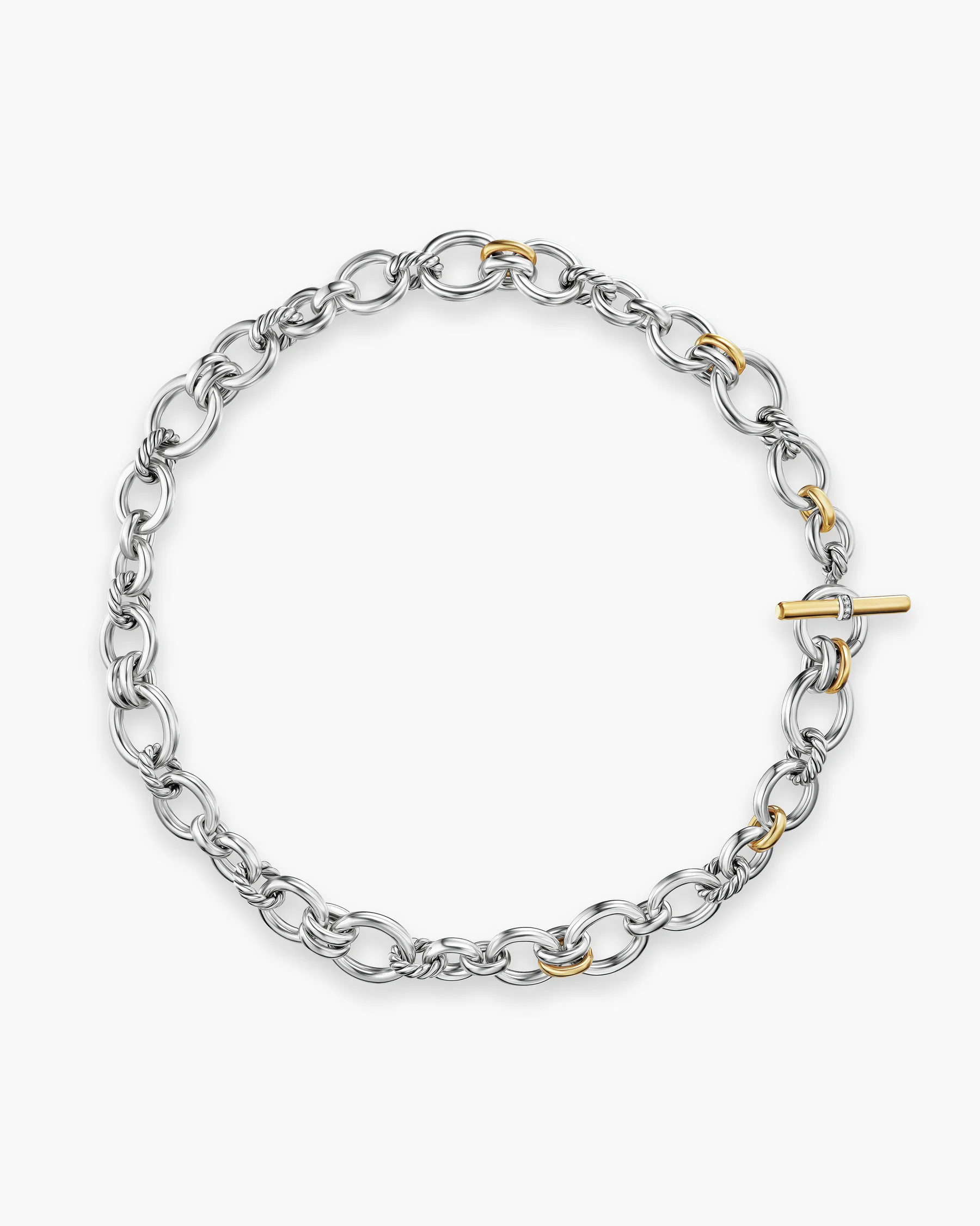 DY Mercer® Chain Necklace in Sterling Silver with 18K Yellow Gold and Diamonds, 8mm 6 DY Mercer® Chain Necklace in Sterling Silver with 18K Yellow Gold and Diamonds, 8mm