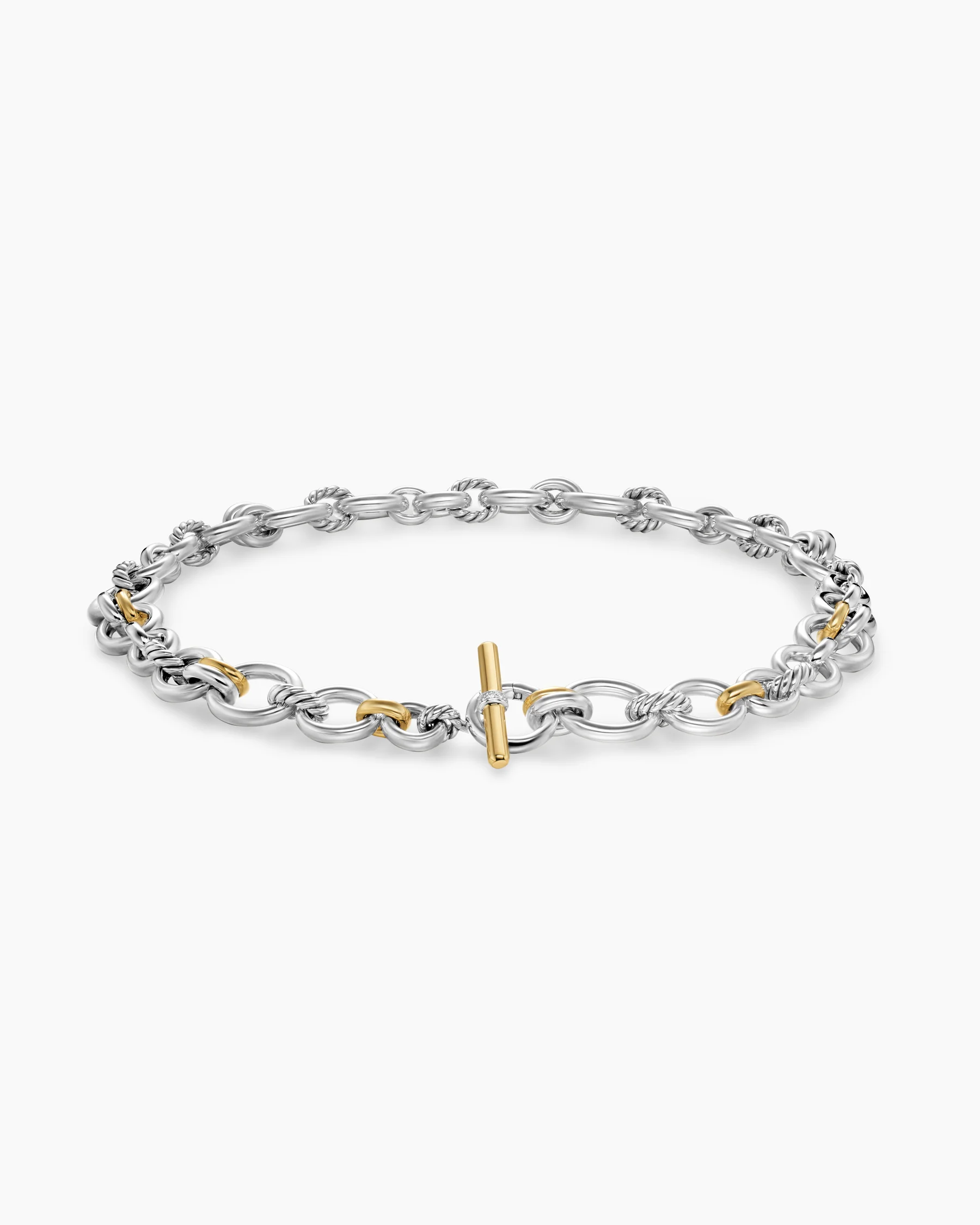 DY Mercer® Chain Necklace in Sterling Silver with 18K Yellow Gold and Diamonds, 8mm 8 DY Mercer® Chain Necklace in Sterling Silver with 18K Yellow Gold and Diamonds, 8mm