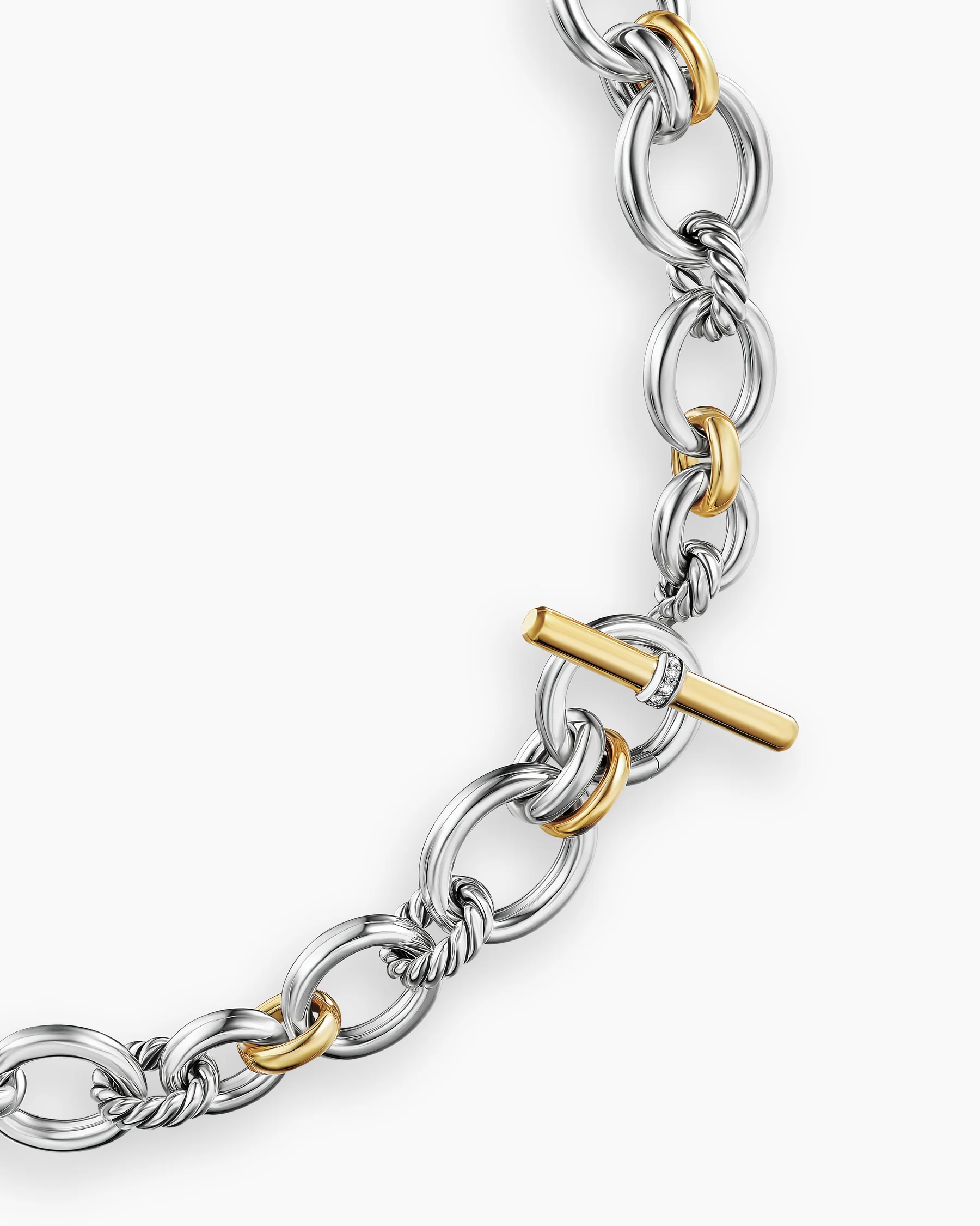 DY Mercer® Chain Necklace in Sterling Silver with 18K Yellow Gold and Diamonds, 8mm 9 DY Mercer® Chain Necklace in Sterling Silver with 18K Yellow Gold and Diamonds, 8mm