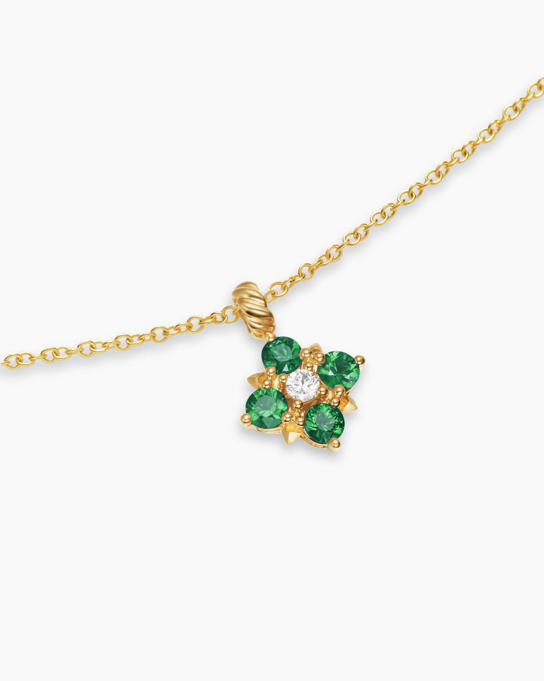 Petite Modern Renaissance® Pendant Necklace in 18K Yellow Gold with Emeralds and Diamond, 9.2mm 5 Petite Modern Renaissance® Pendant Necklace in 18K Yellow Gold with Emeralds and Diamond, 9.2mm