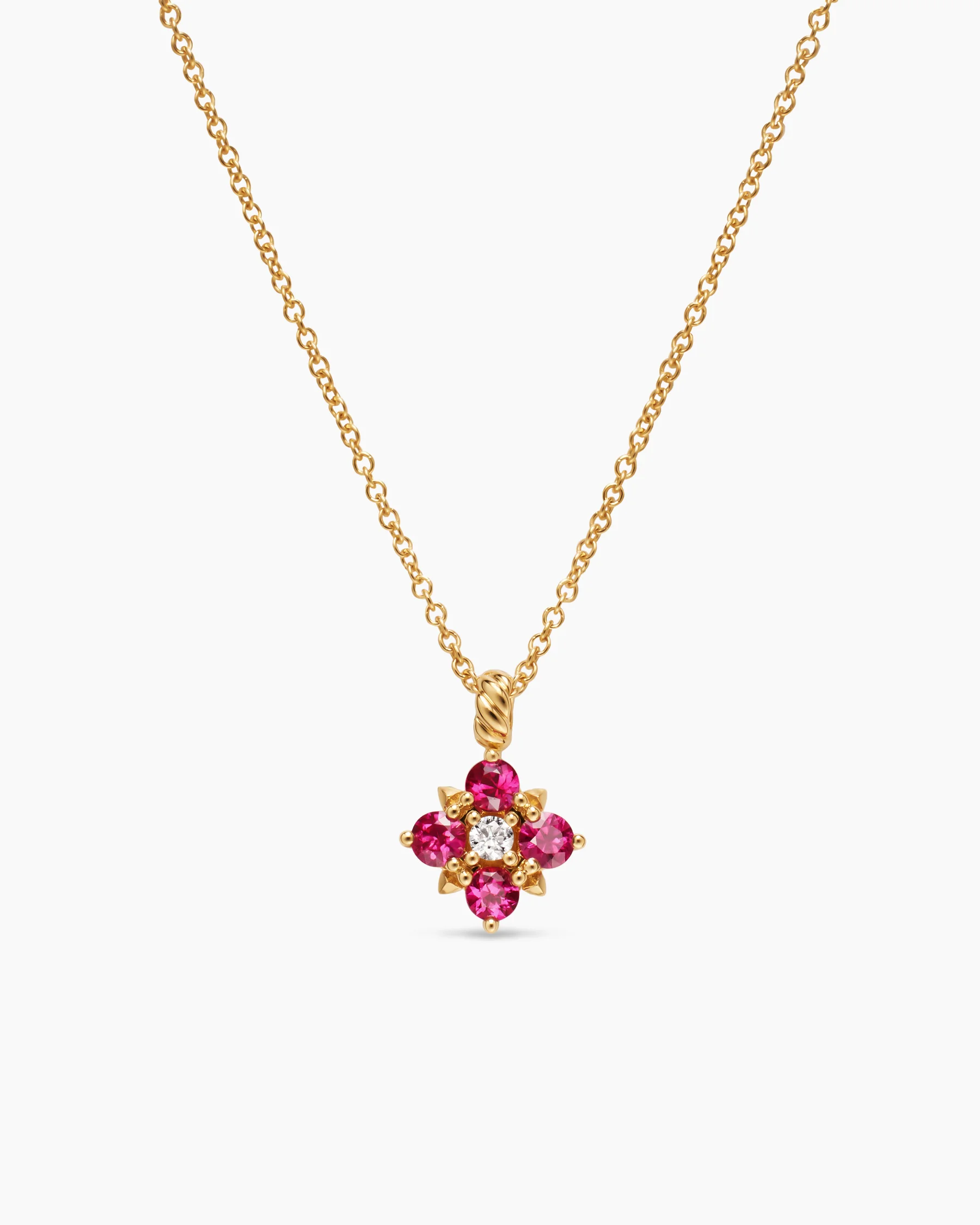 Petite Modern Renaissance® Pendant Necklace in 18K Yellow Gold with Emeralds and Diamond, 9.2mm 6 Petite Modern Renaissance® Pendant Necklace in 18K Yellow Gold with Emeralds and Diamond, 9.2mm