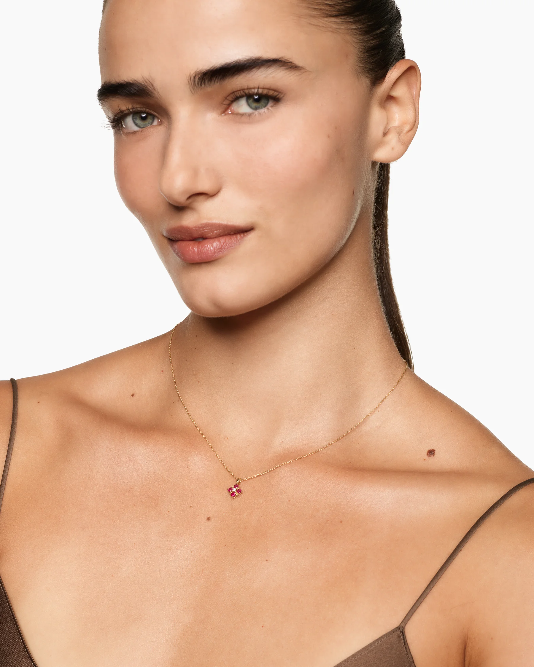 Petite Modern Renaissance® Pendant Necklace in 18K Yellow Gold with Emeralds and Diamond, 9.2mm 7 Petite Modern Renaissance® Pendant Necklace in 18K Yellow Gold with Emeralds and Diamond, 9.2mm