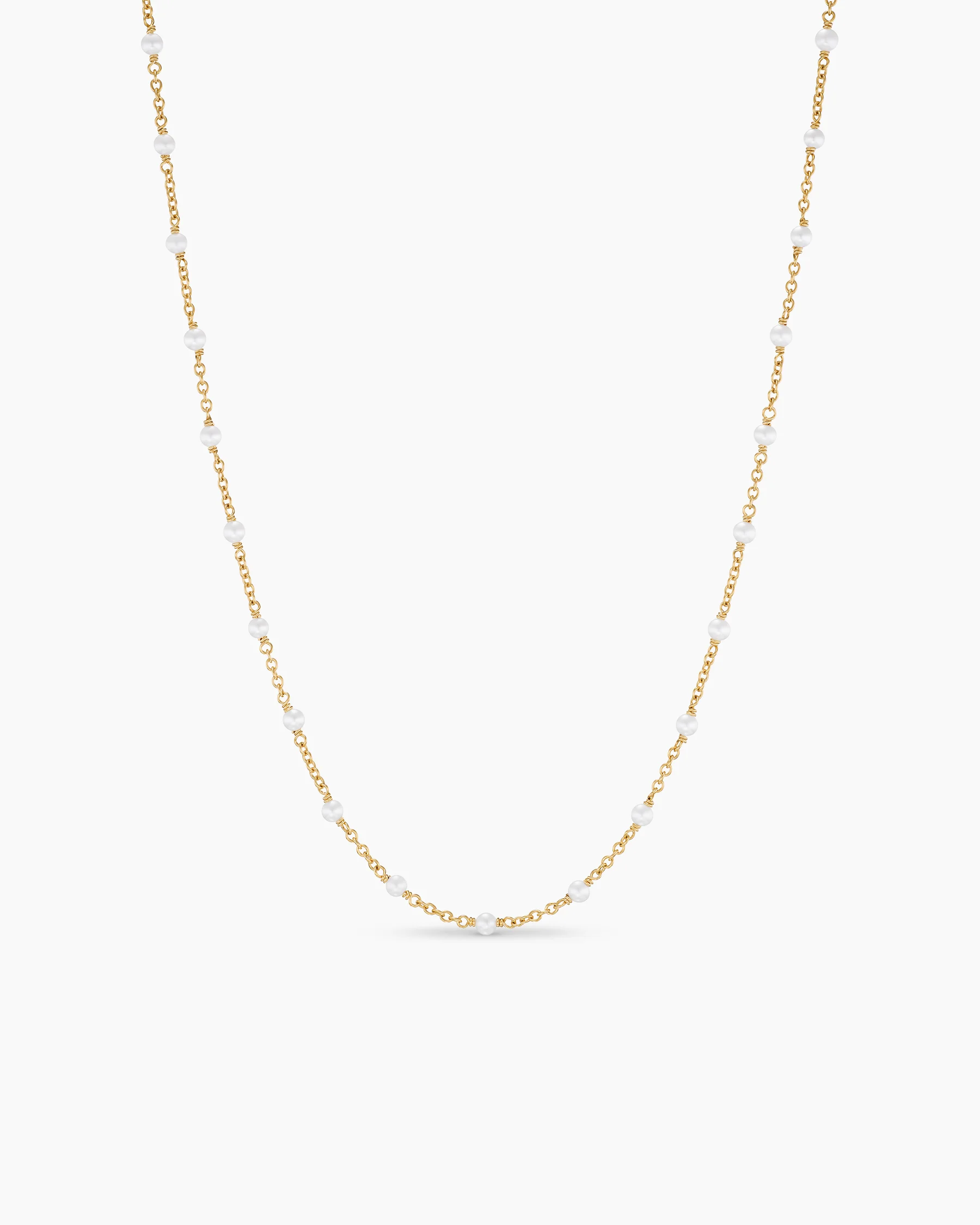 Pearl Classics Station Necklace in 18K Yellow Gold, 3.5mm