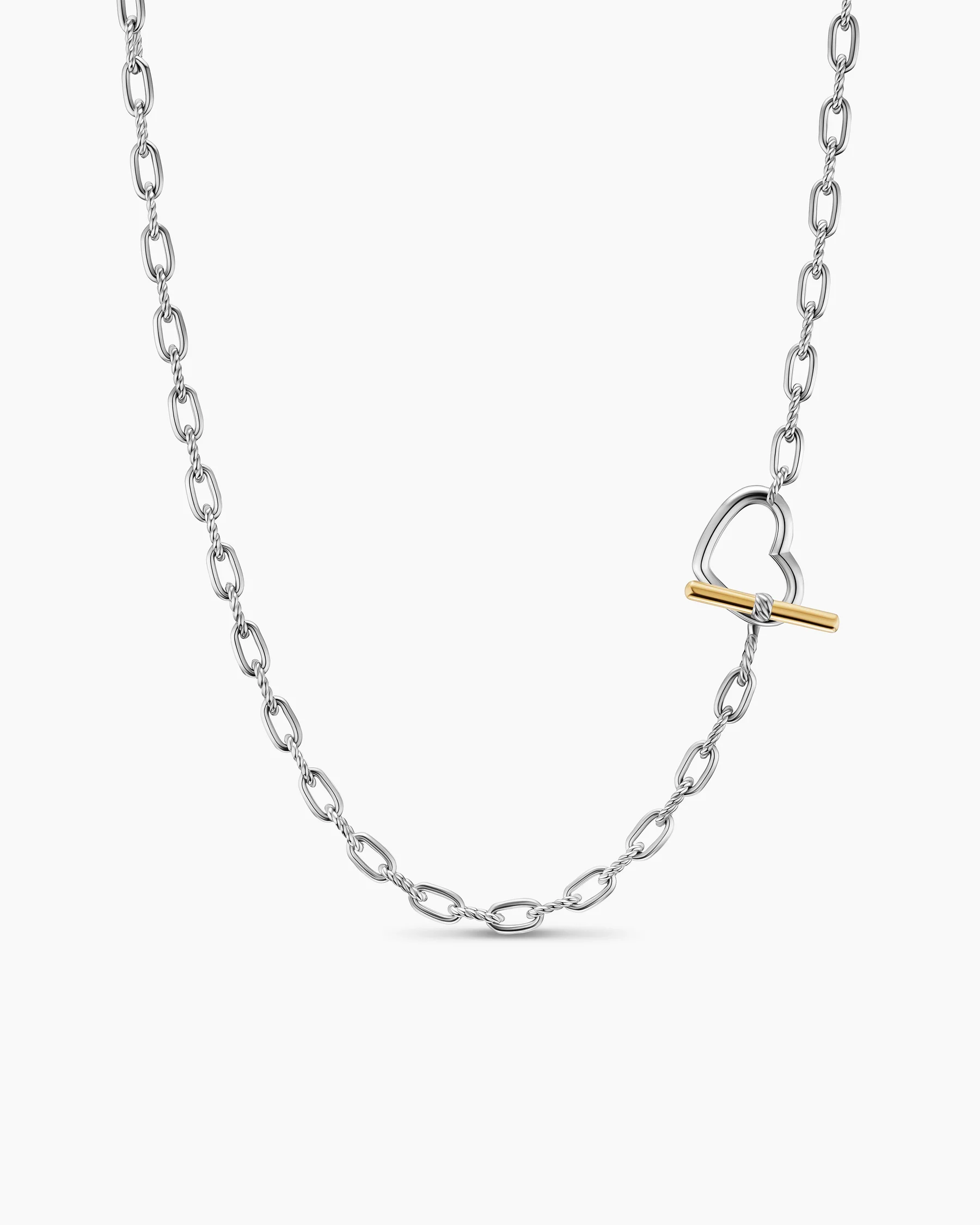 DY Madison® Heart Toggle Chain Necklace in Sterling Silver with 18K Yellow Gold, 3mm